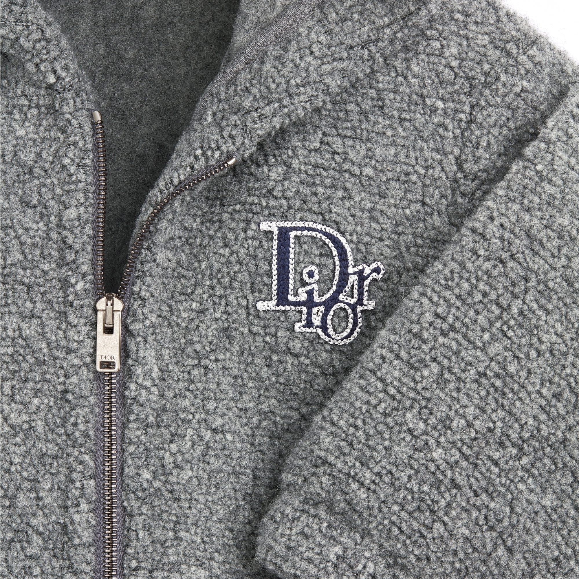 Baby Hooded Jacket Gray Wool-Effect Bouclé E09