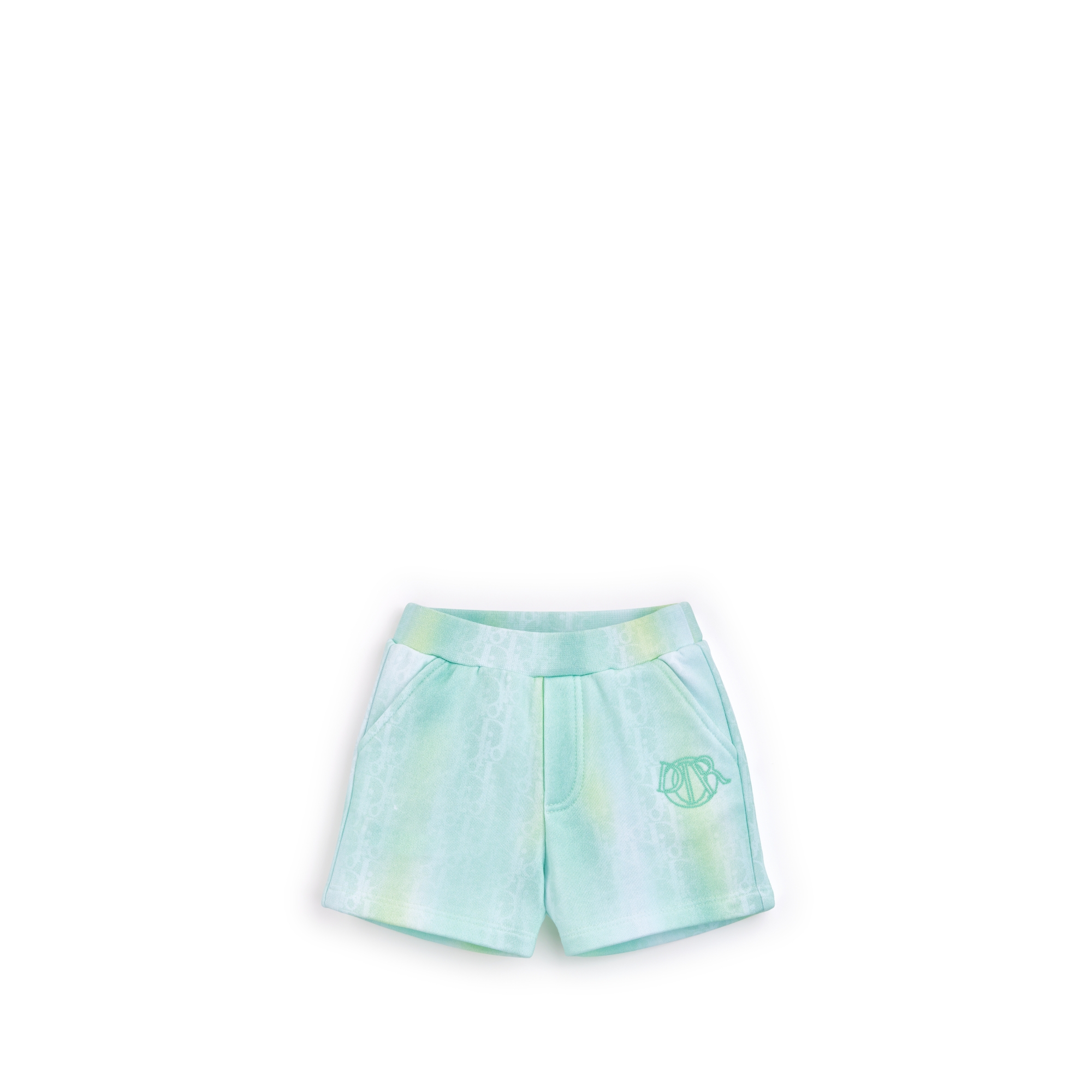 Shorts per neonati Cotone felpato giallo e verde céladon con stampa Dior Oblique sfumata E01