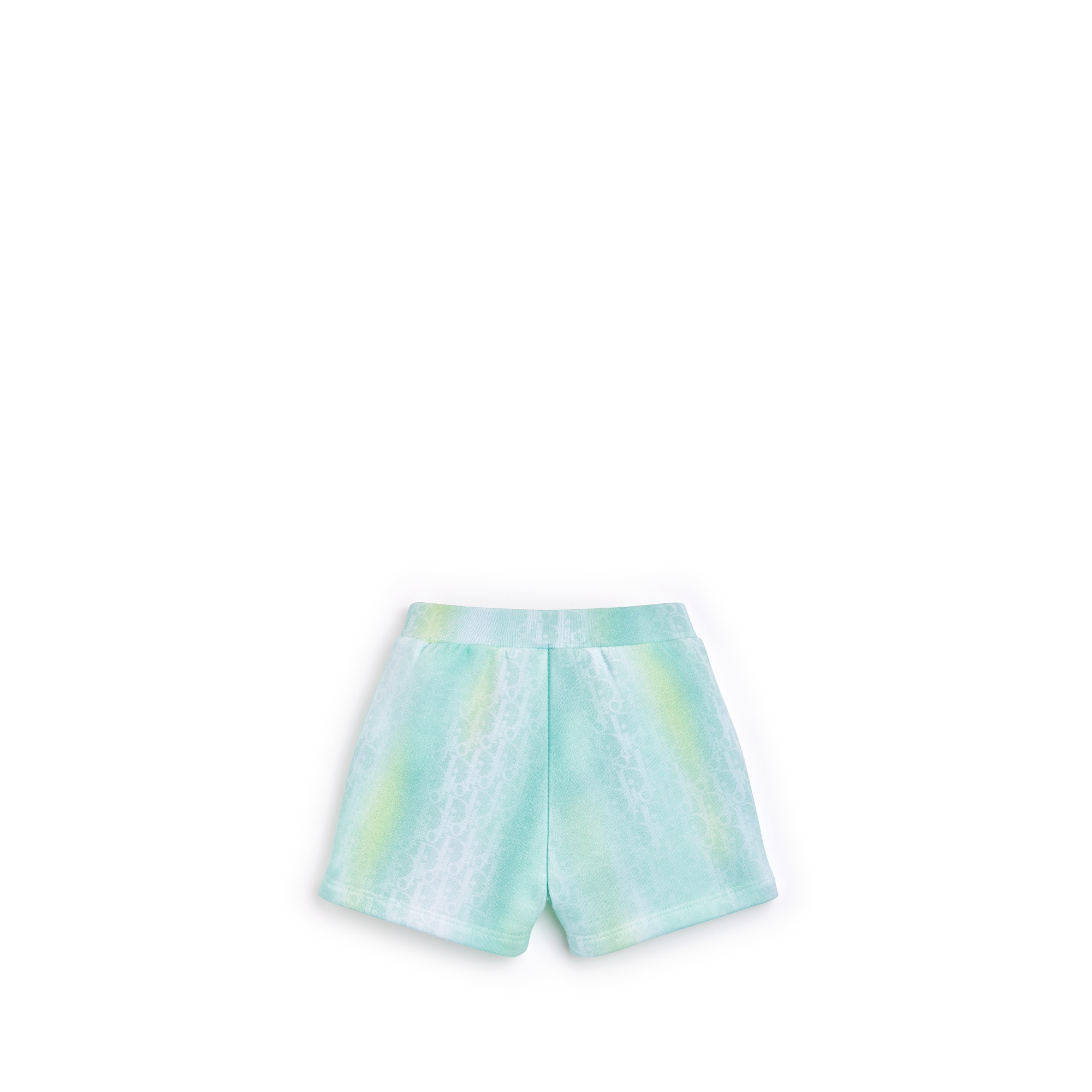 Korte broek voor baby’s Gele en celadon katoenfleece met Dior Oblique-print in kleurverloop E08
