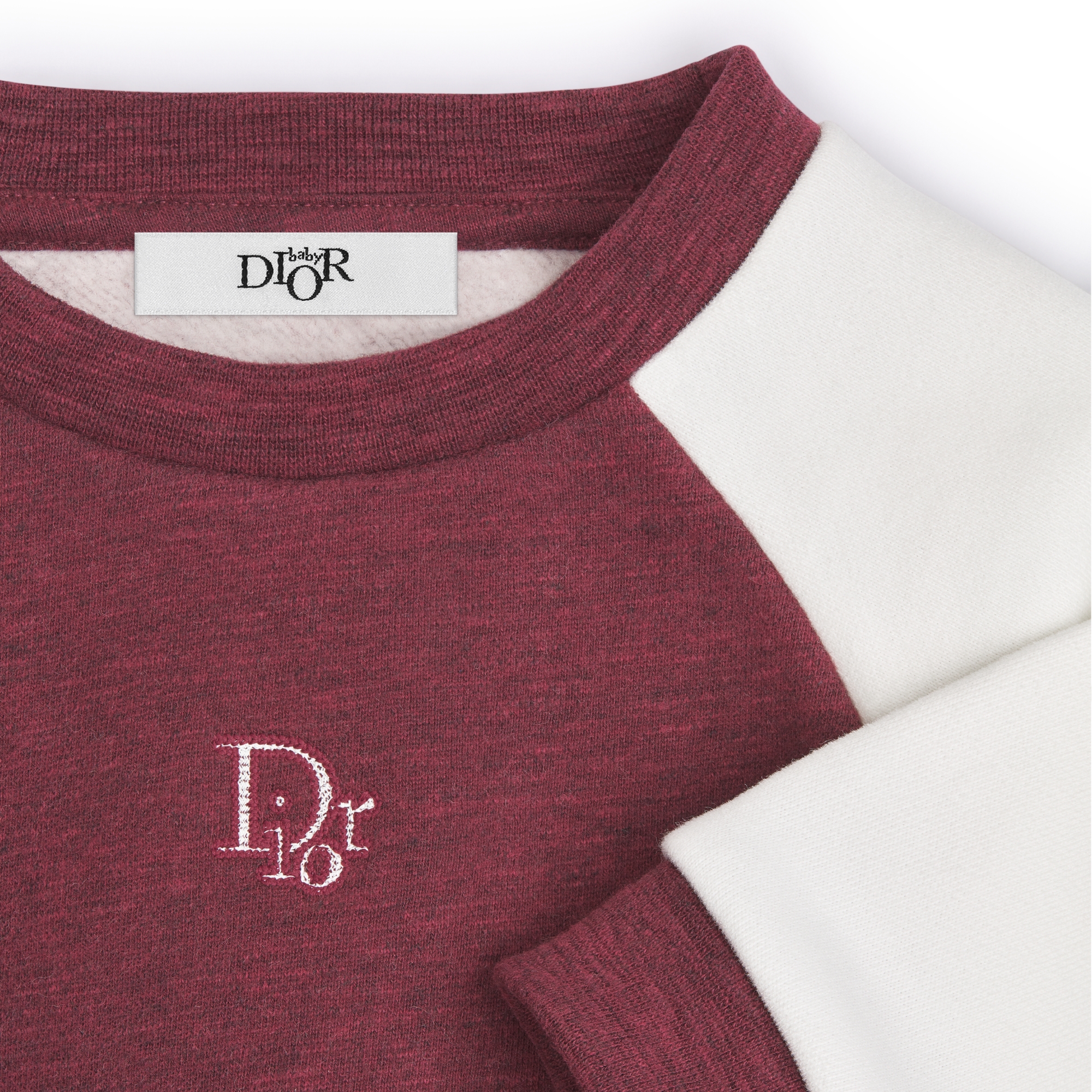 كنزة رياضية للأطفال الرضّع نسيج فليس القطني المصقول باللونين العاجي والعنّابي بخيوط متباينة لونيّاً E09