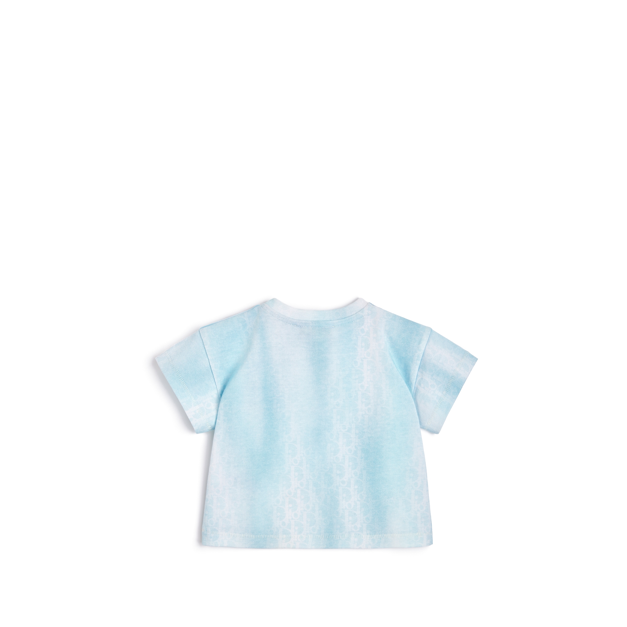 T-shirt voor baby’s Turquoise katoenjersey met Dior Oblique-print in kleurverloop E08