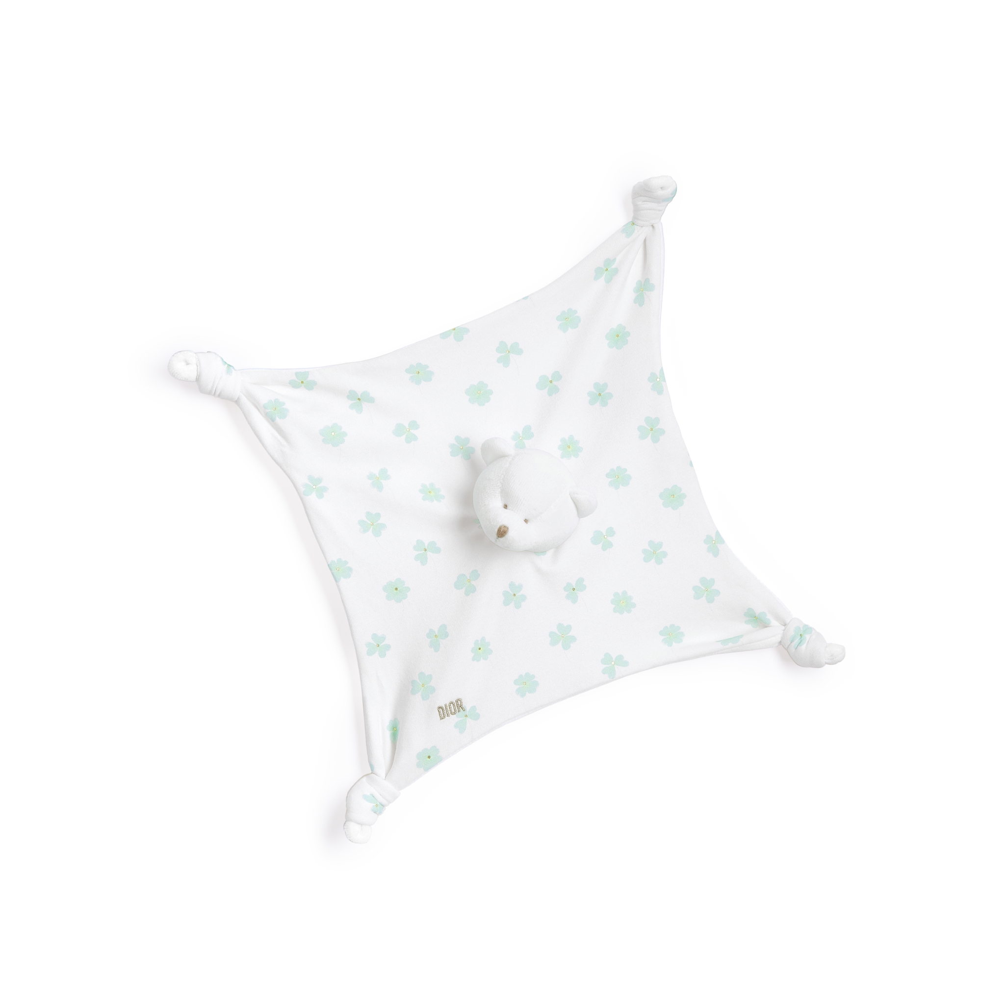 Newborn Gift Set Ivory Cotton Poplin and Ivory Cotton Jersey with Green and Gold-Tone Clover Motif E04