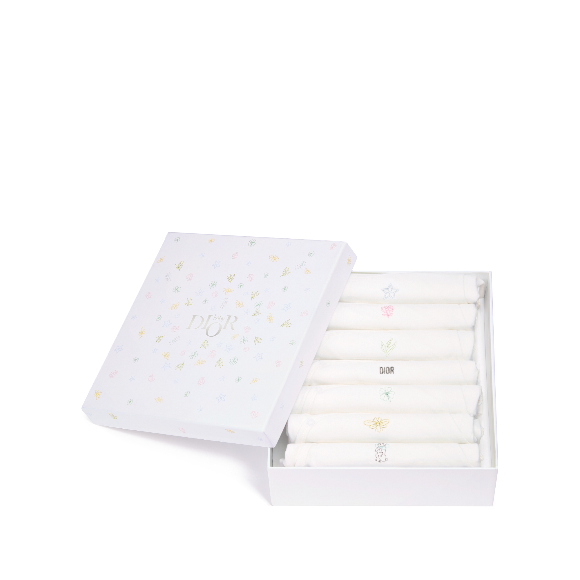 Semainier de bodies à manches longues Jersey de coton ivoire E02