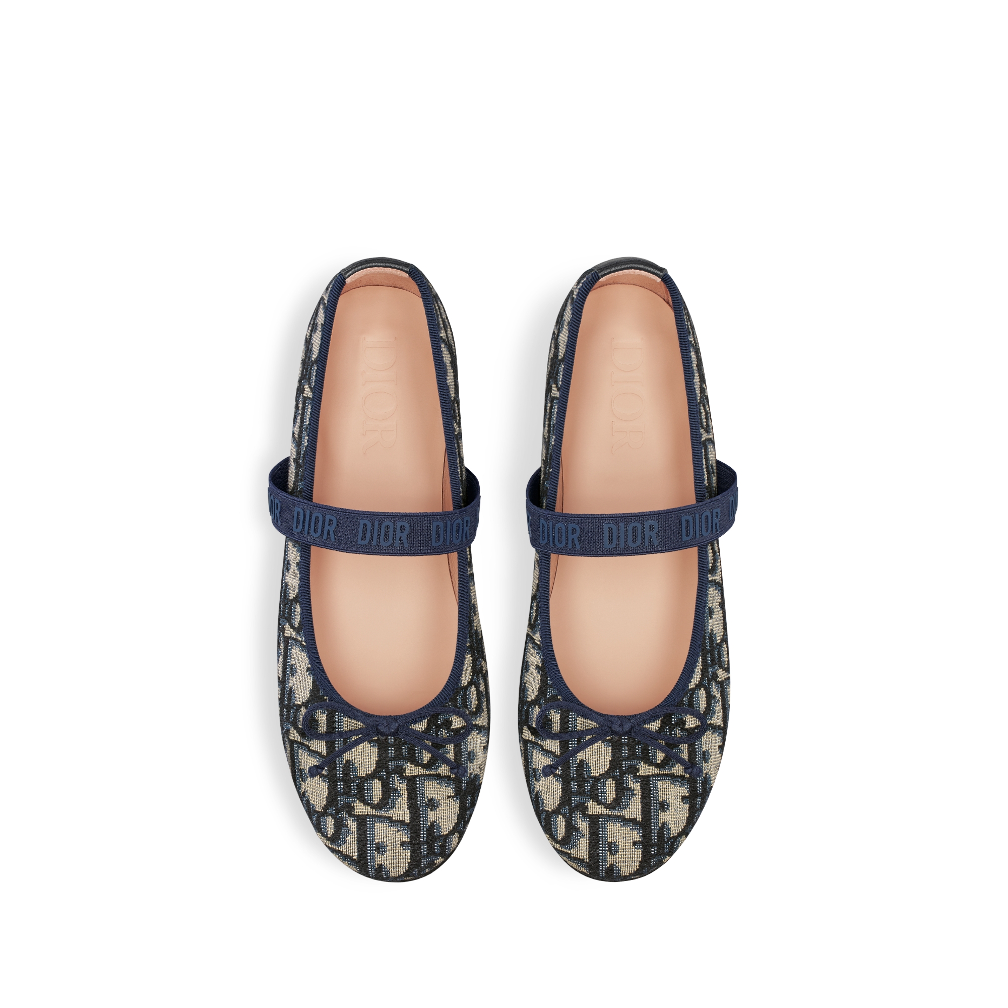 Ballerina für Kinder Dior Oblique Baumwolljacquard in Beige und Blau E06