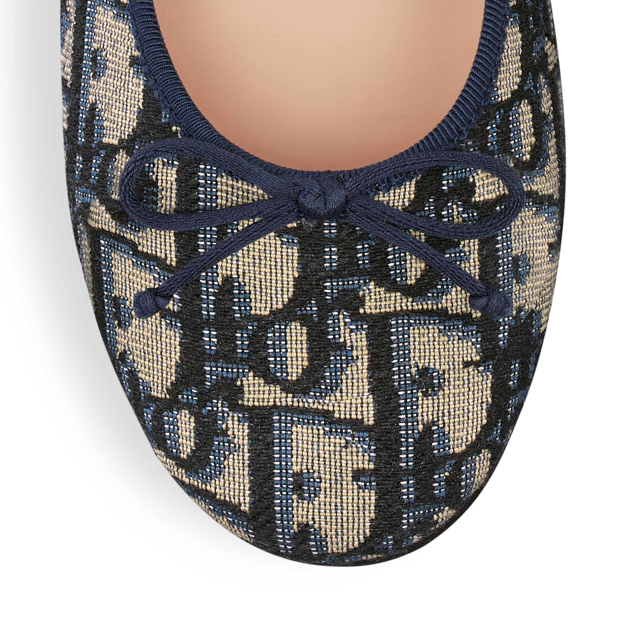 Ballerina für Kinder Dior Oblique Baumwolljacquard in Beige und Blau E09