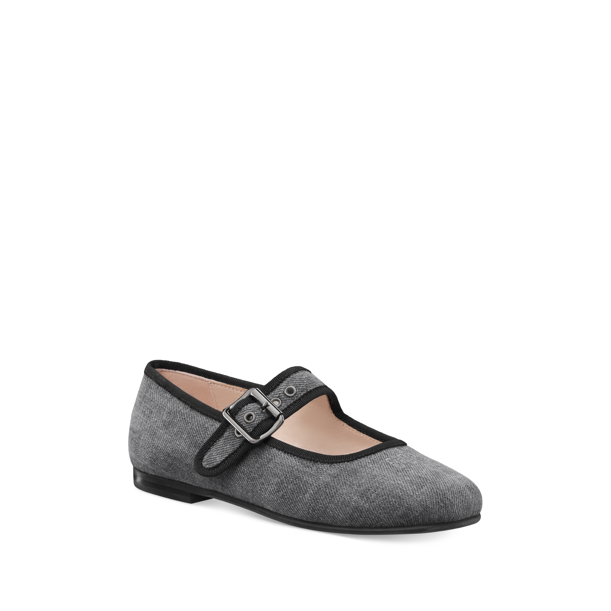 Ballerina für Kinder Karierter Baumwolldenim in Grau E03