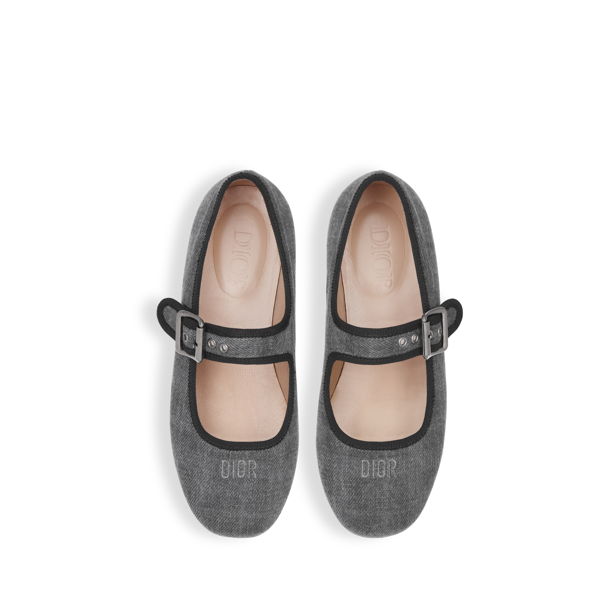 Ballerina für Kinder Karierter Baumwolldenim in Grau E06