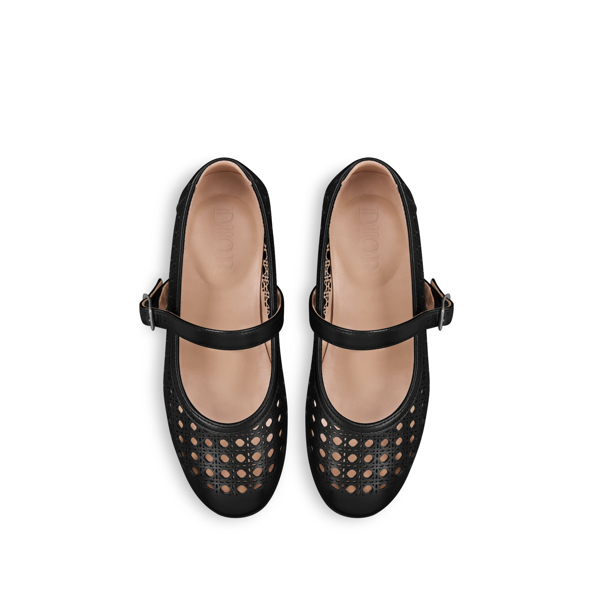 Ballerine enfant Cuir de veau ajouré Cannage noir E06