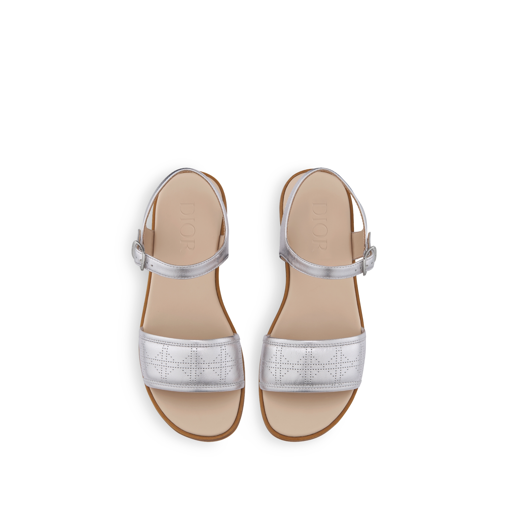 Sandale enfant Cuir de veau Cannage argenté E06