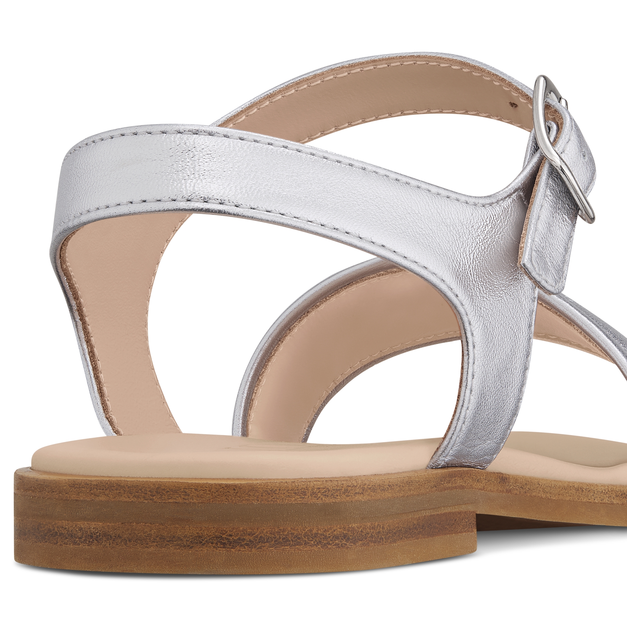 Sandale enfant Cuir de veau Cannage argenté E09