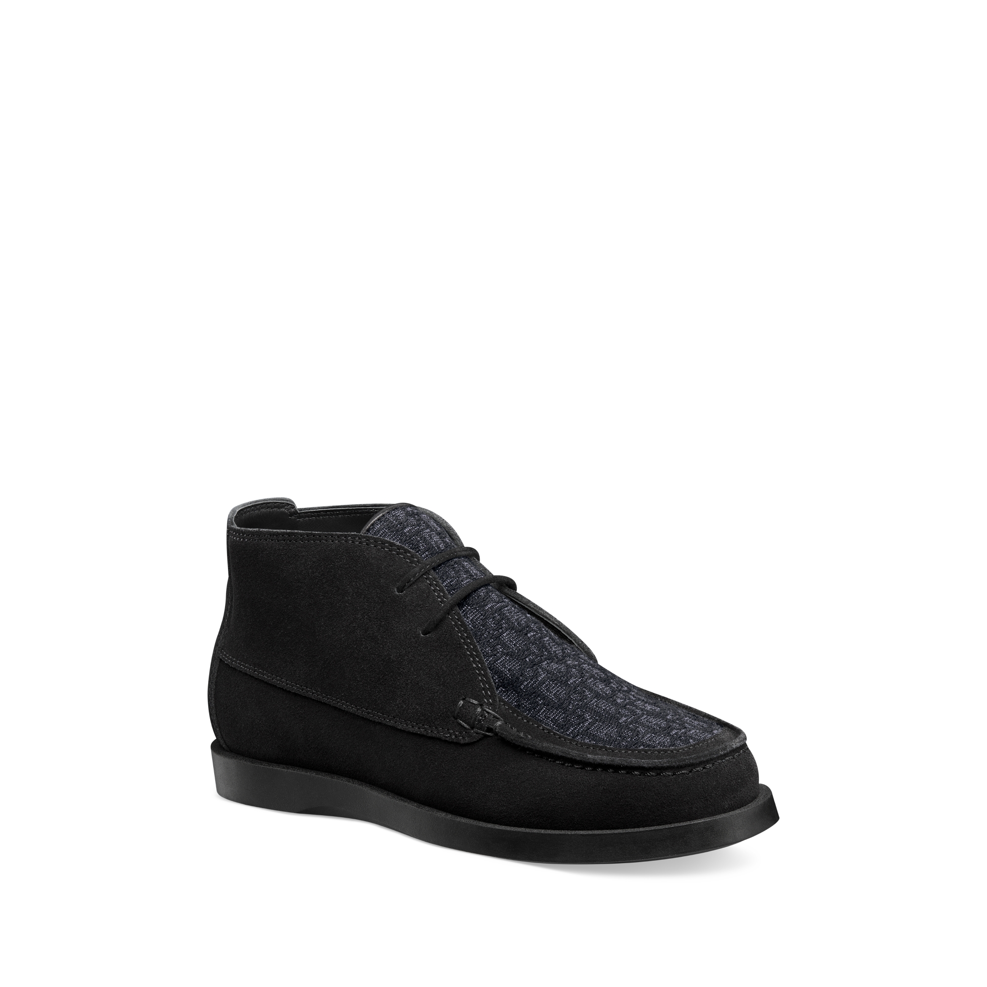 Dior Granville High Top Chukka Stiefel für Kinder Veloursleder und Dior Oblique Jacquard in Schwarz E03