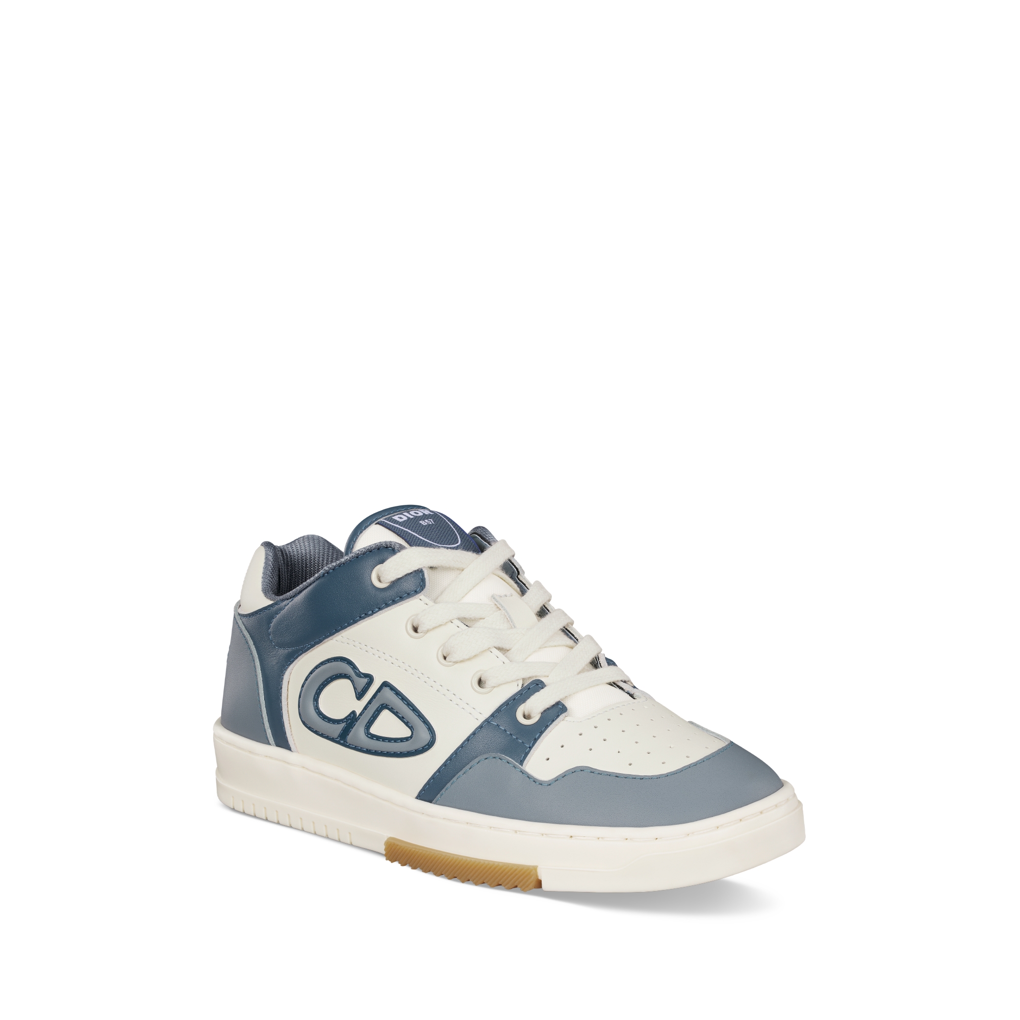 Kids' B57 Dribble Low-Top Sneaker Cream, Blue and Light Blue Smooth Calfskin E03