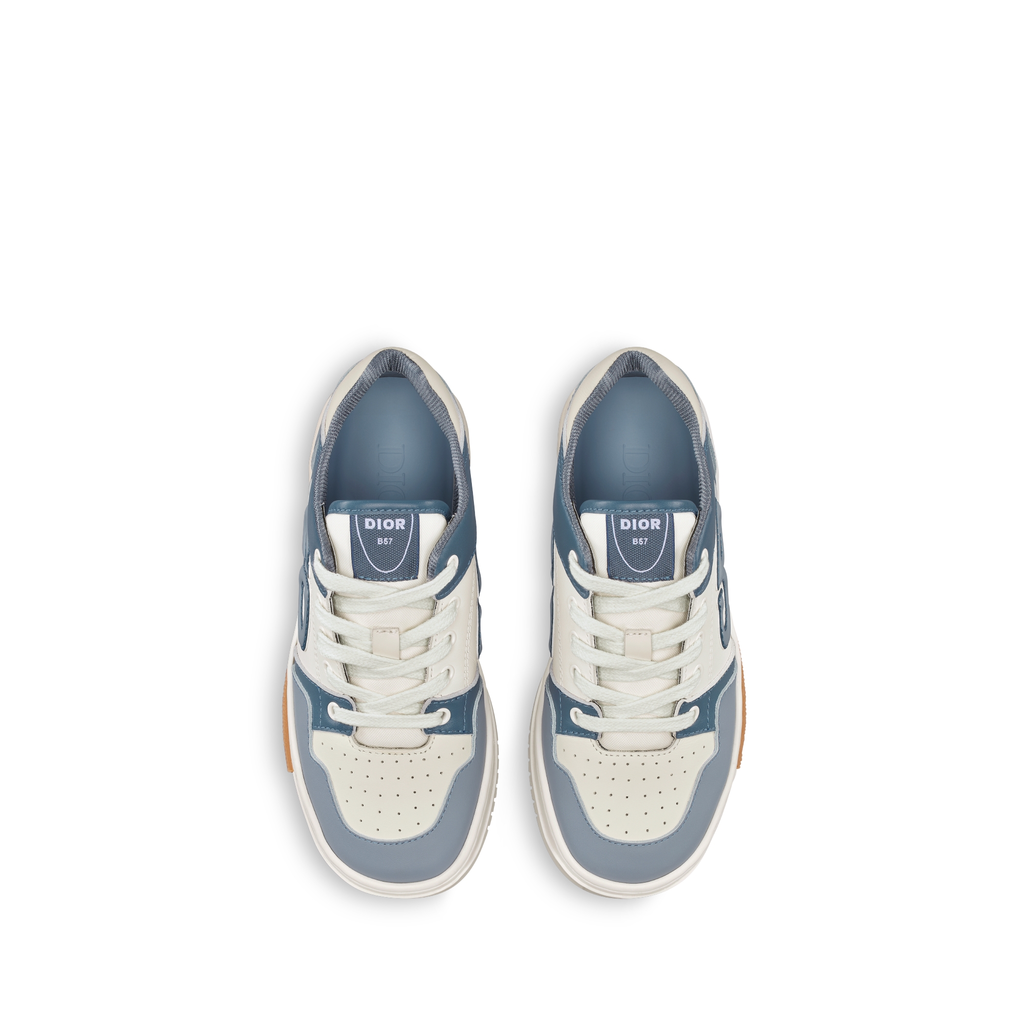 Kids' B57 Dribble Low-Top Sneaker Cream, Blue and Light Blue Smooth Calfskin E06