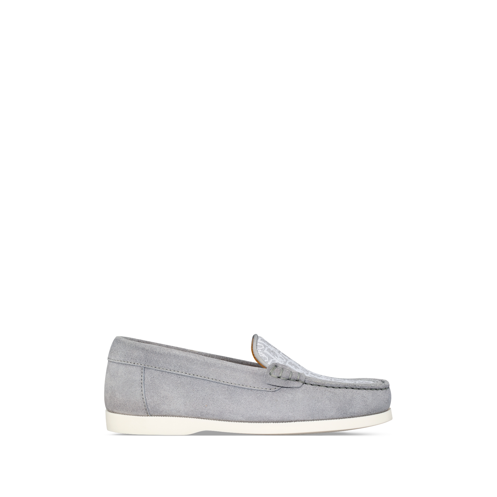 Kids' Dior Granville Loafer Gray Suede and Gray Dior Oblique Jacquard E02