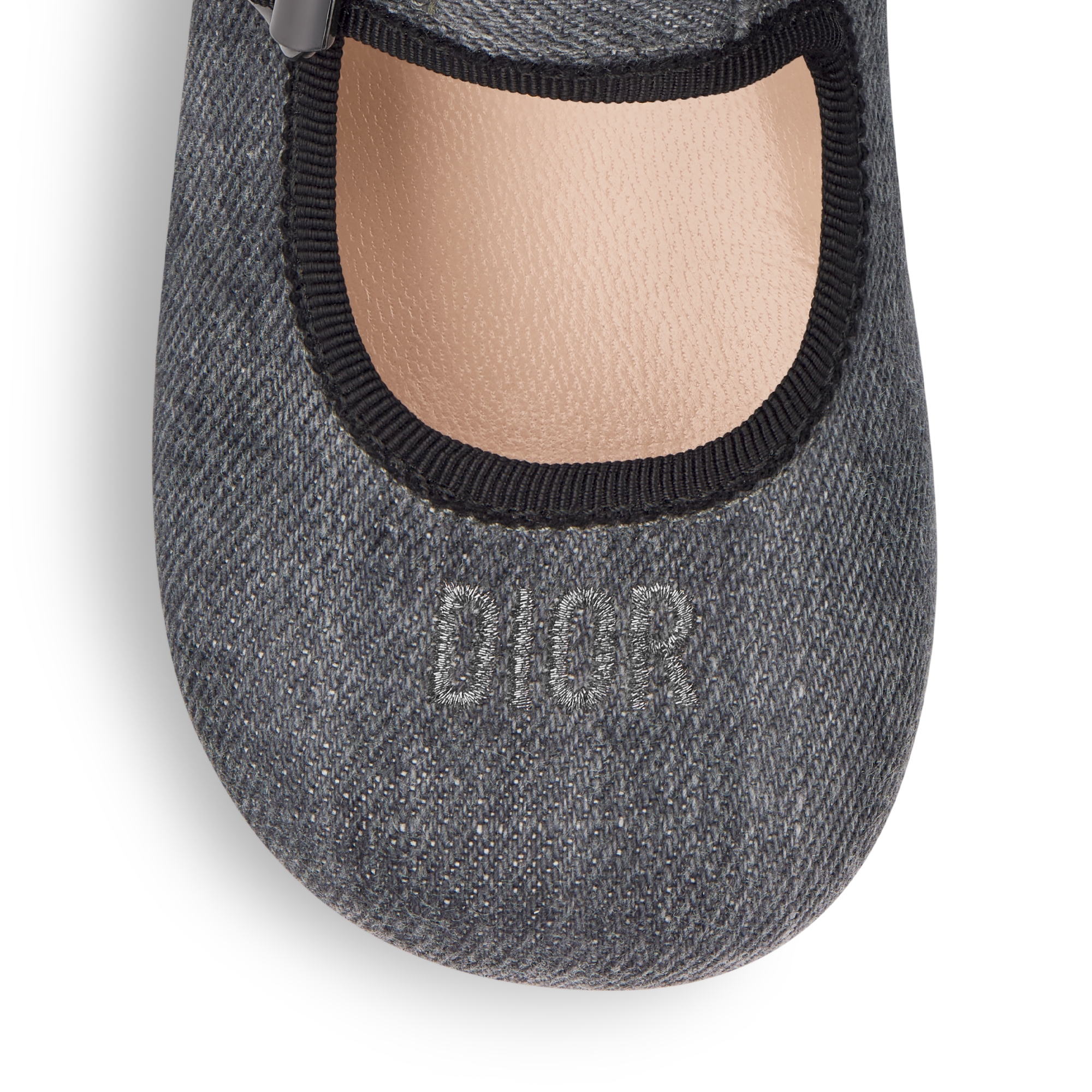Baby Ballet Flat Gray Checkered Cotton Denim E09