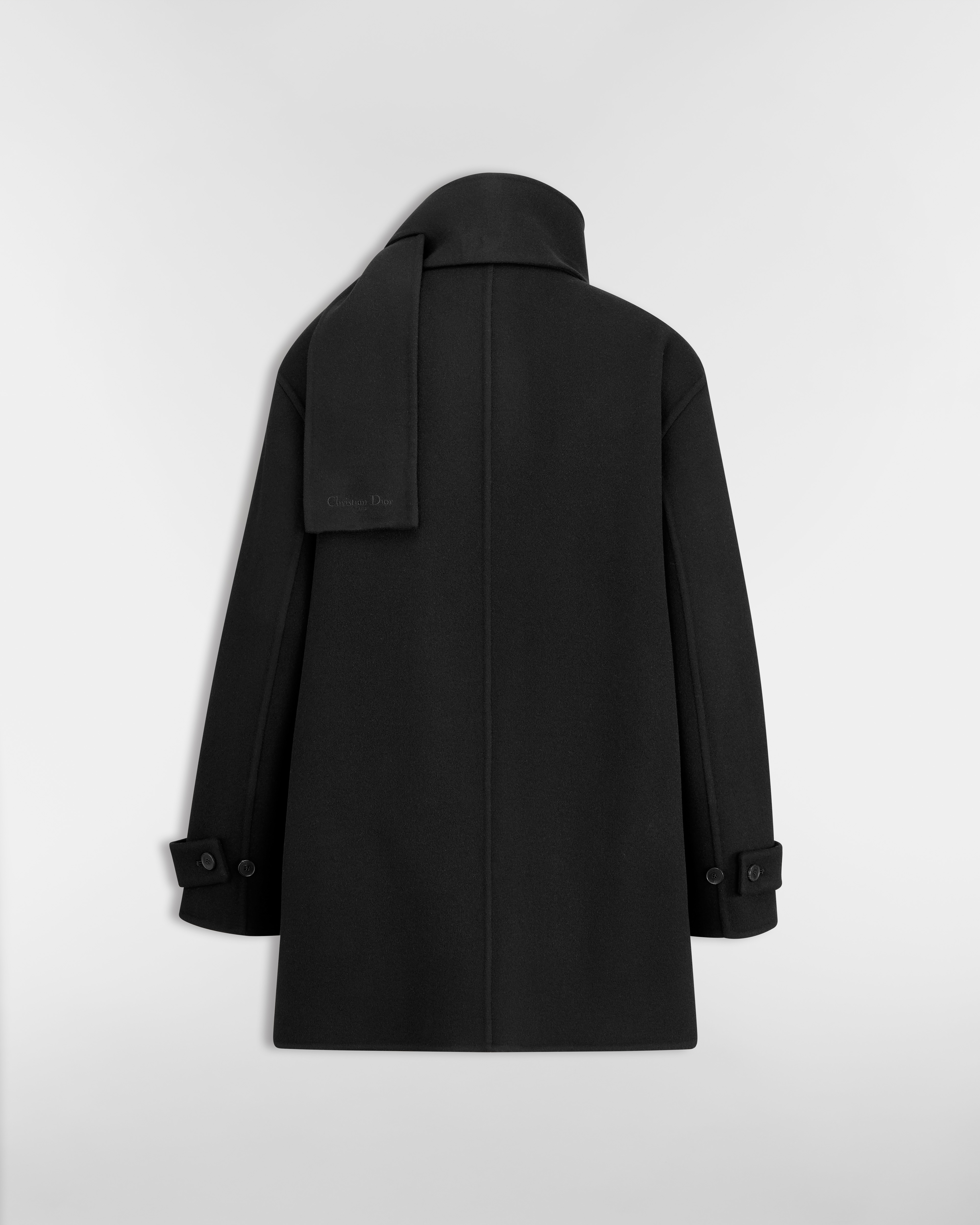 Cappotto con colletto a sciarpa Lana vergine e cachemire double face neri E08