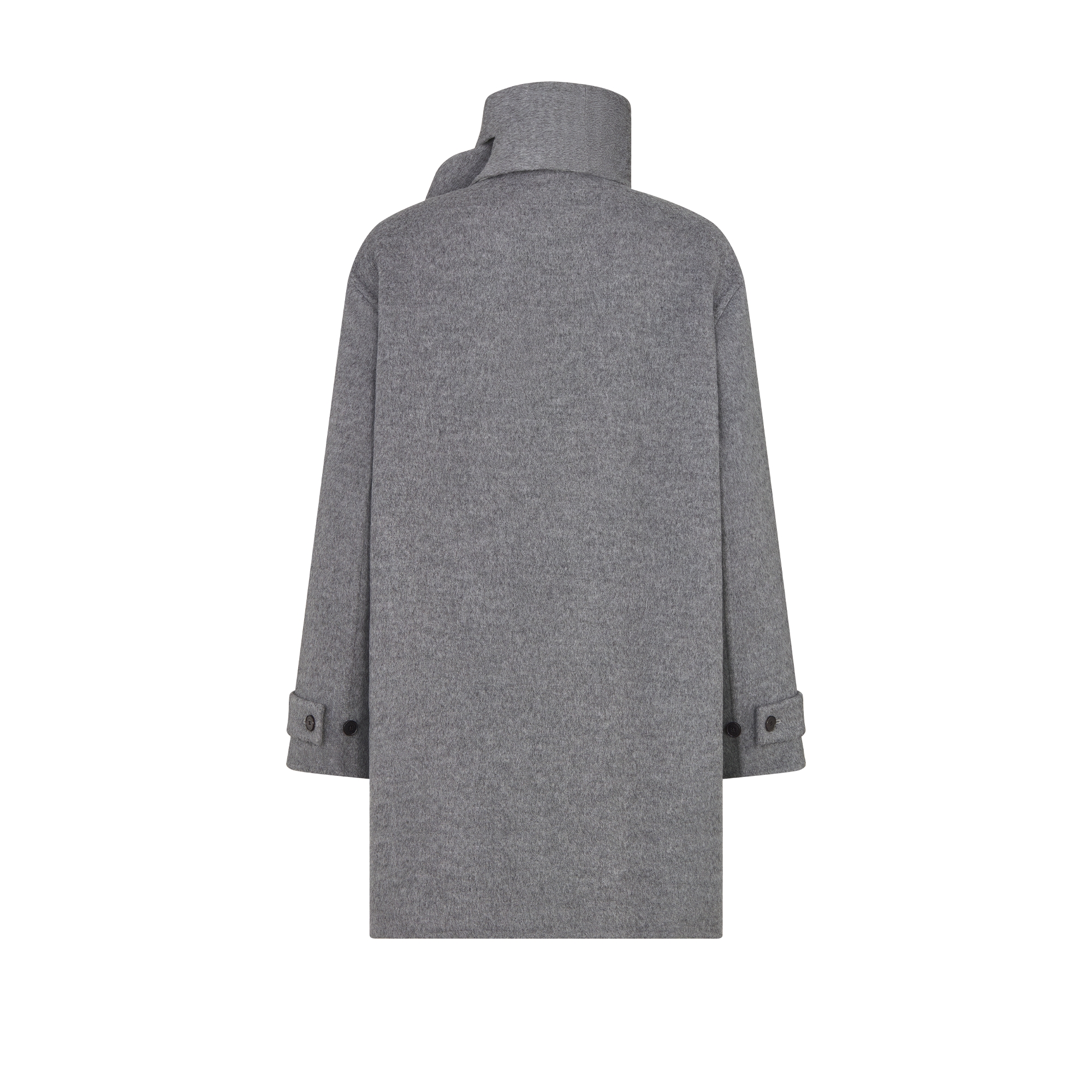 Peacoat with Scarf Collar Gray Virgin Wool and Silk E08