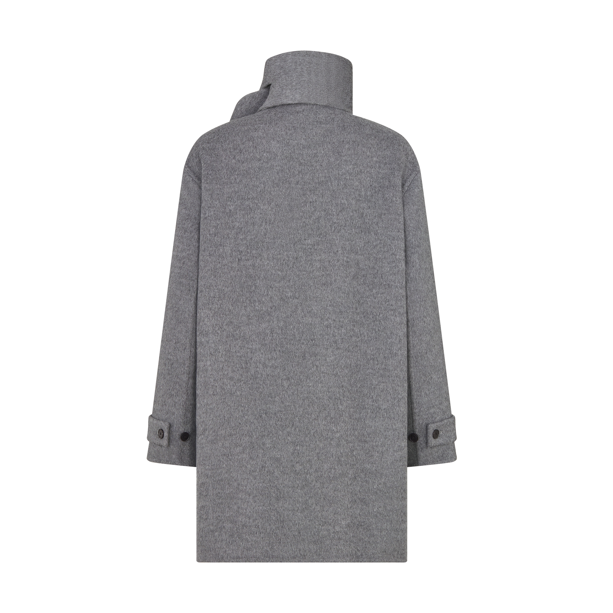 Peacoat with Scarf Collar Gray Virgin Wool and Silk E08