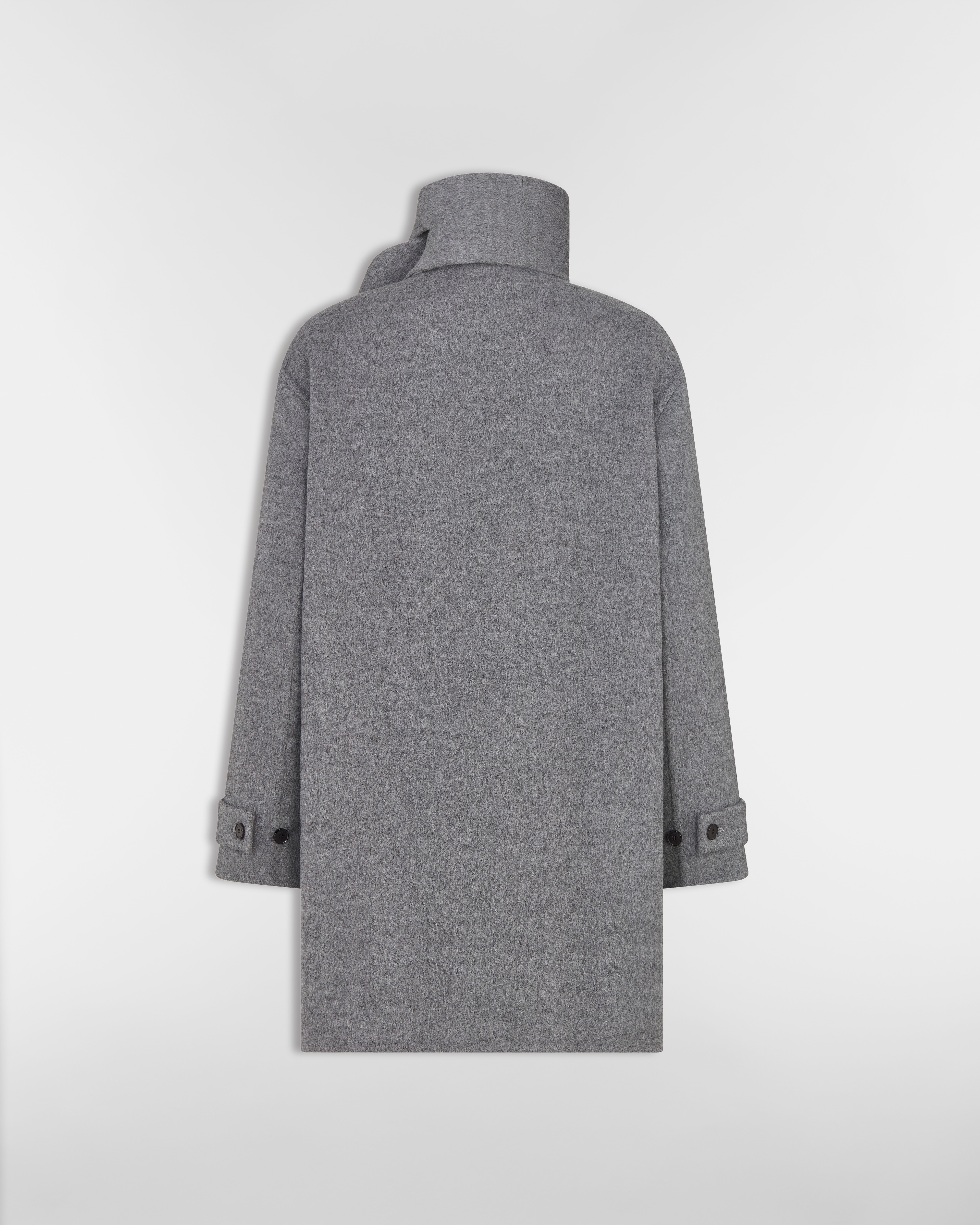 Peacoat with Scarf Collar Gray Virgin Wool and Silk E08