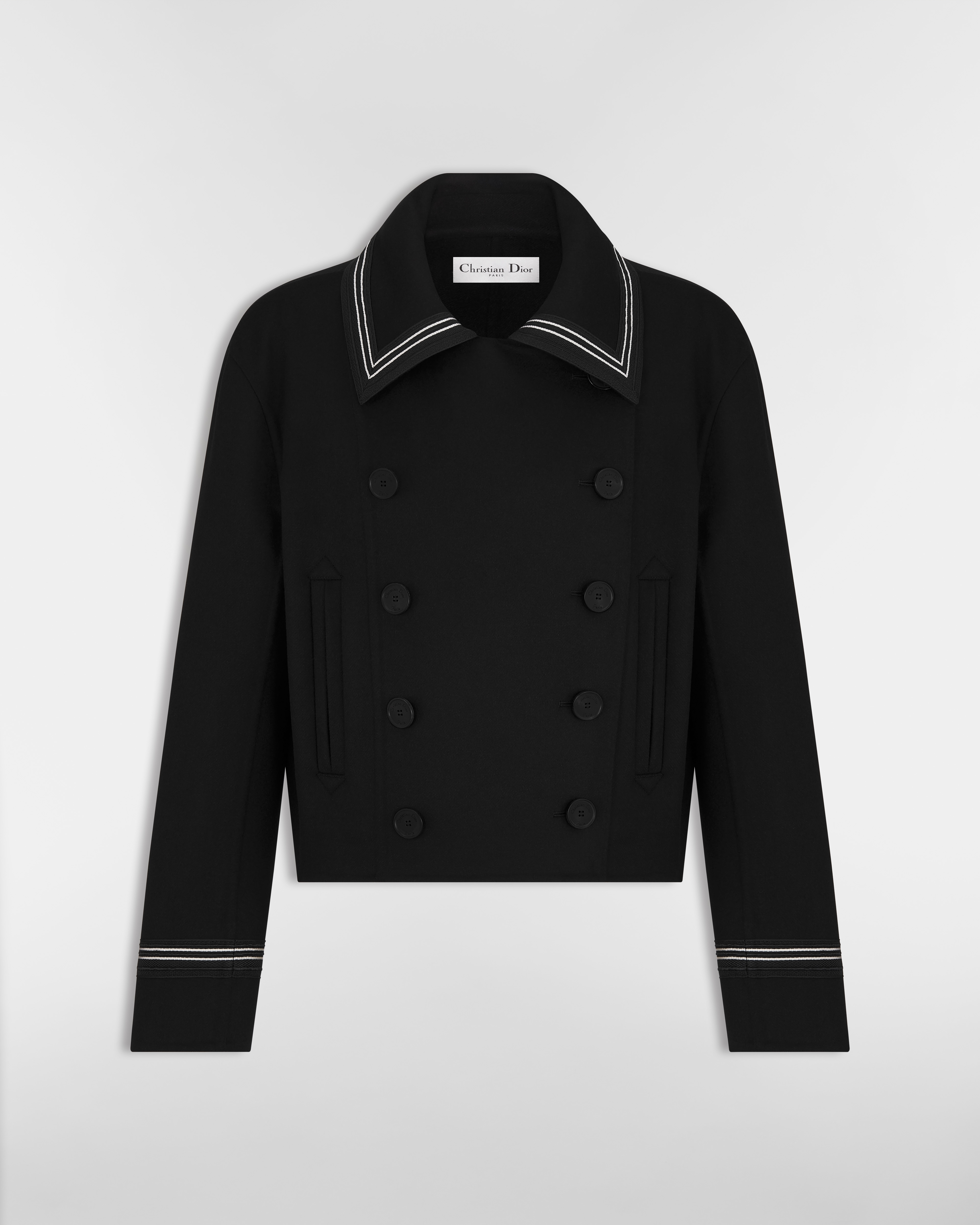 Caban Feltro di misto lana vergine e angora double face nero E01