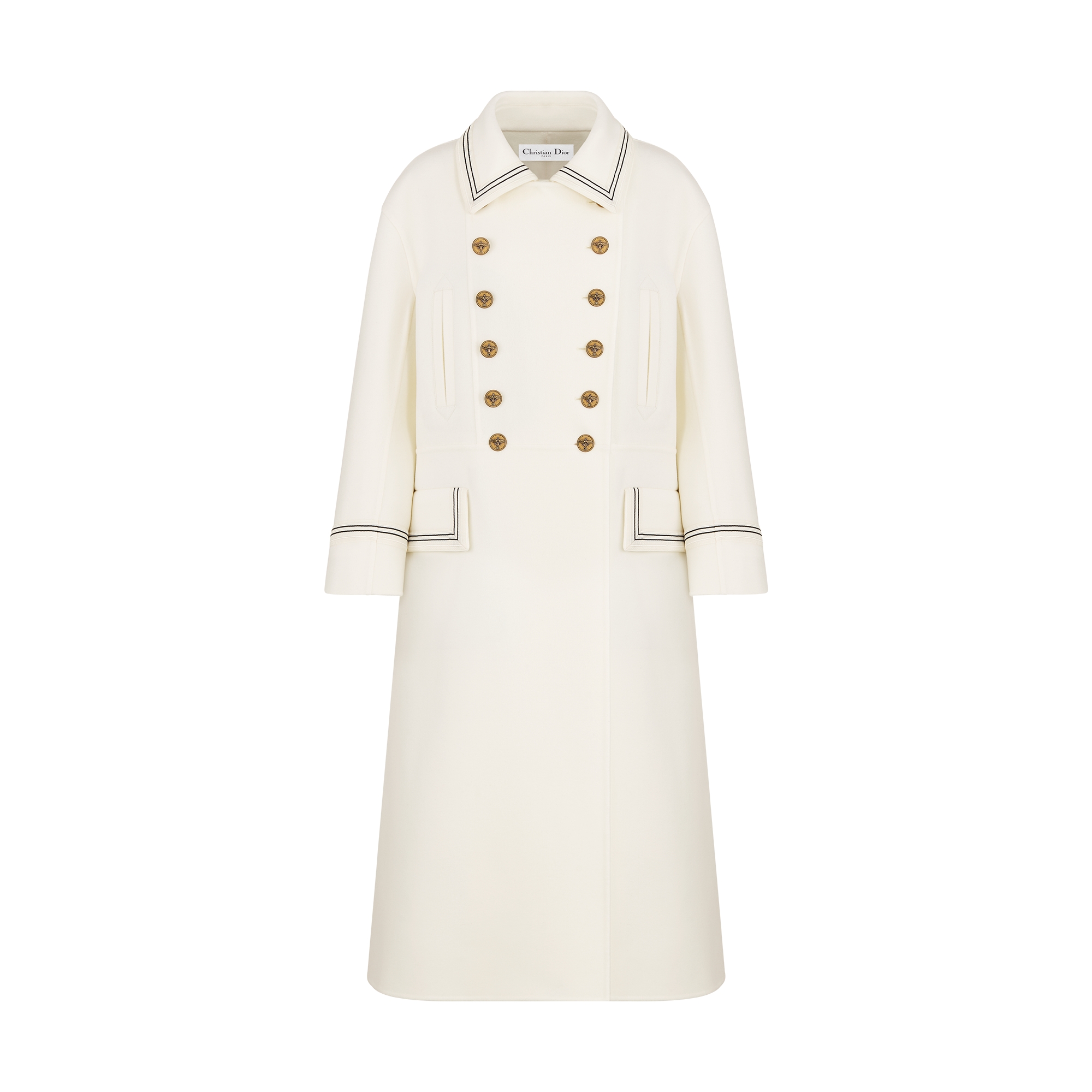 Coat Ecru Double-Sided Virgin Wool-Angora-Blend Felt E01