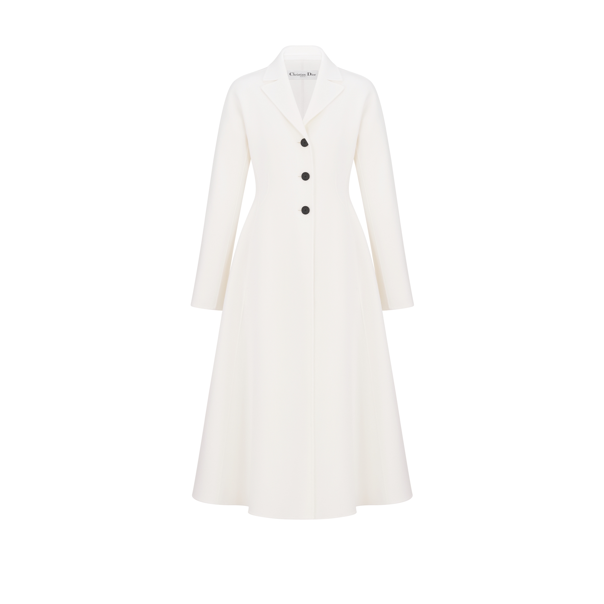 Fitted Coat Ecru Double-Sided Virgin Wool and Cashmere E01