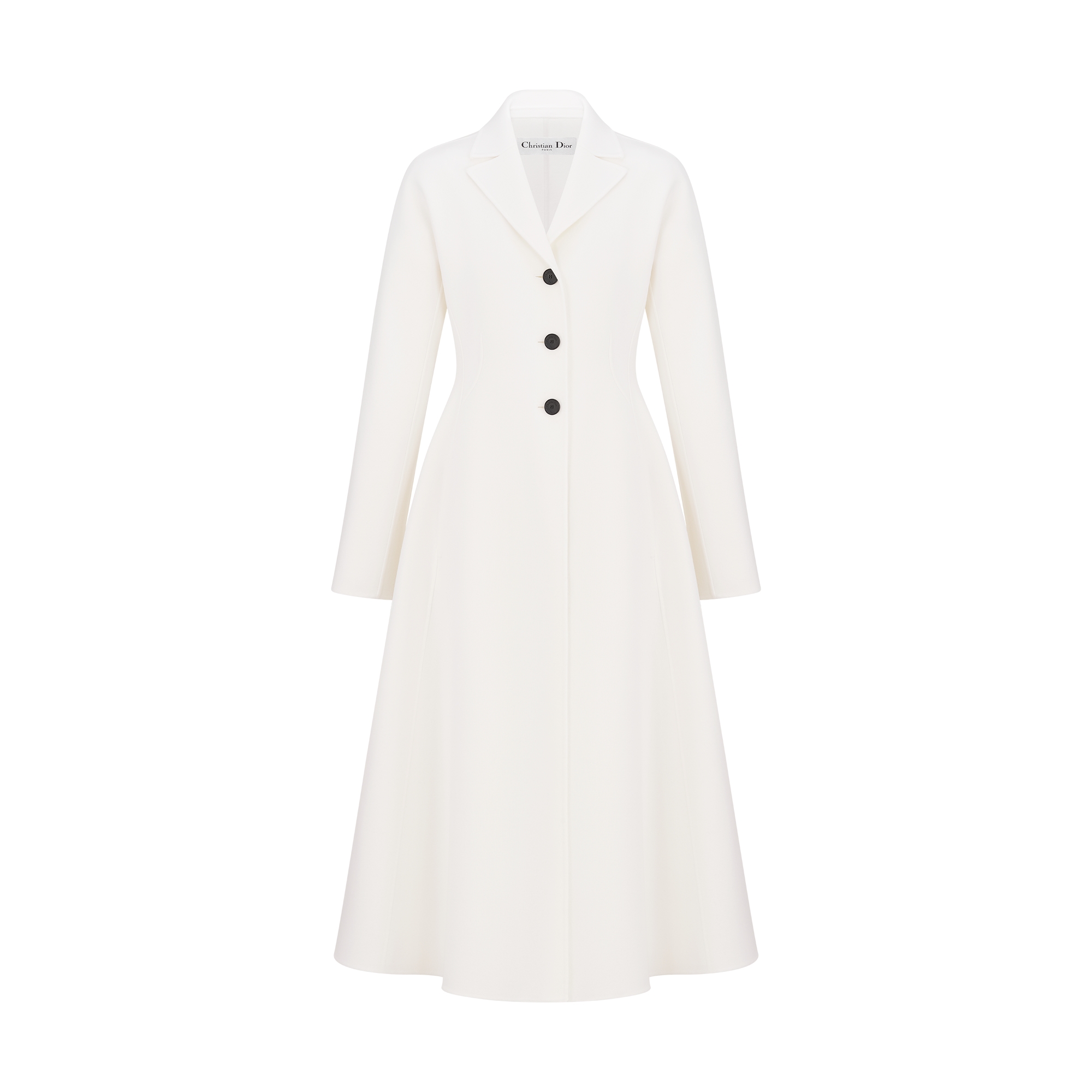 Fitted Coat Ecru Double-Sided Virgin Wool and Cashmere | DIOR