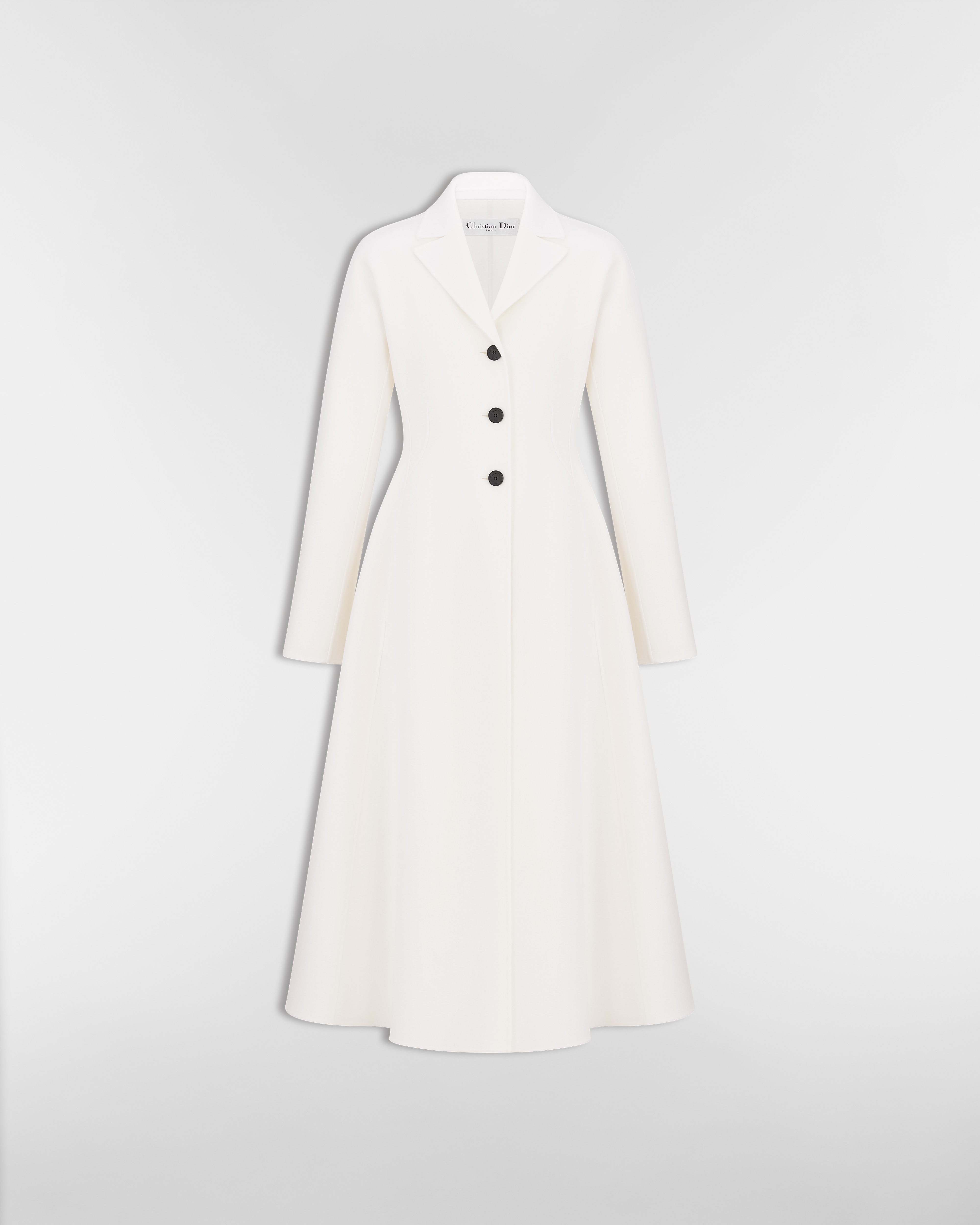 Fitted Coat Ecru Double-Sided Virgin Wool and Cashmere E01