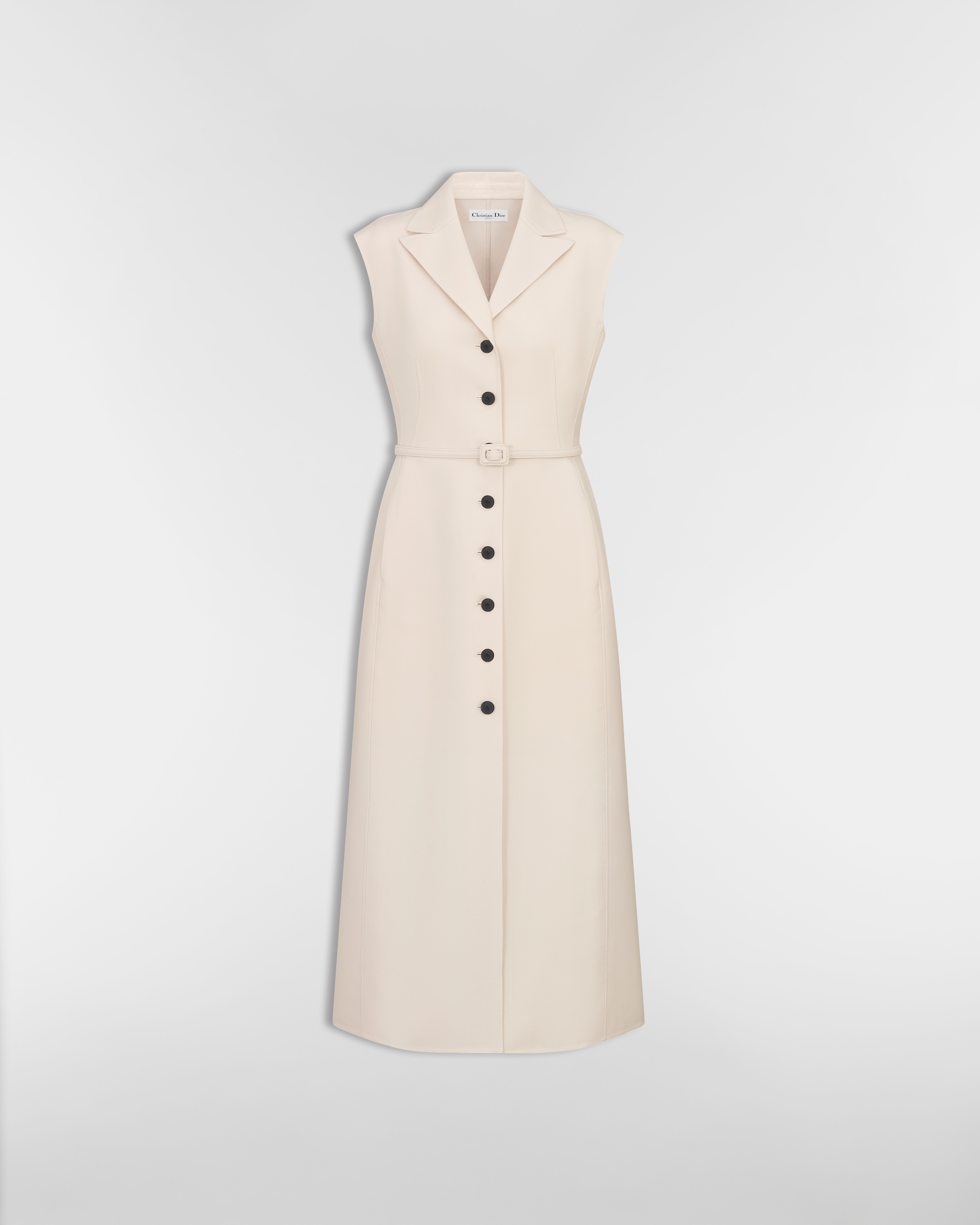 Midi-Blazerkleid Schurwolle und Seidengabardine in Beige E01