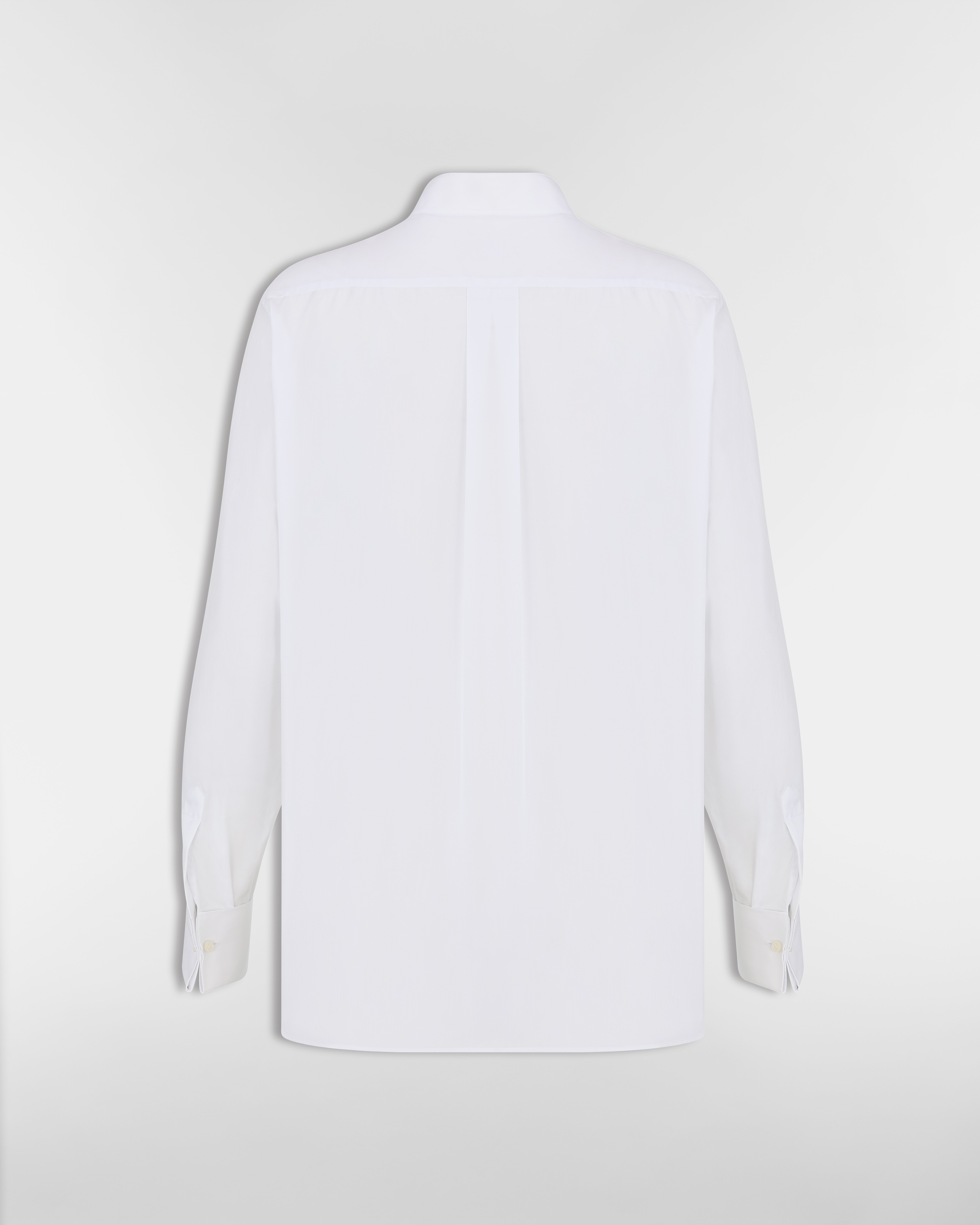 Blusa con scollo con volant Popeline di cotone bianca E08