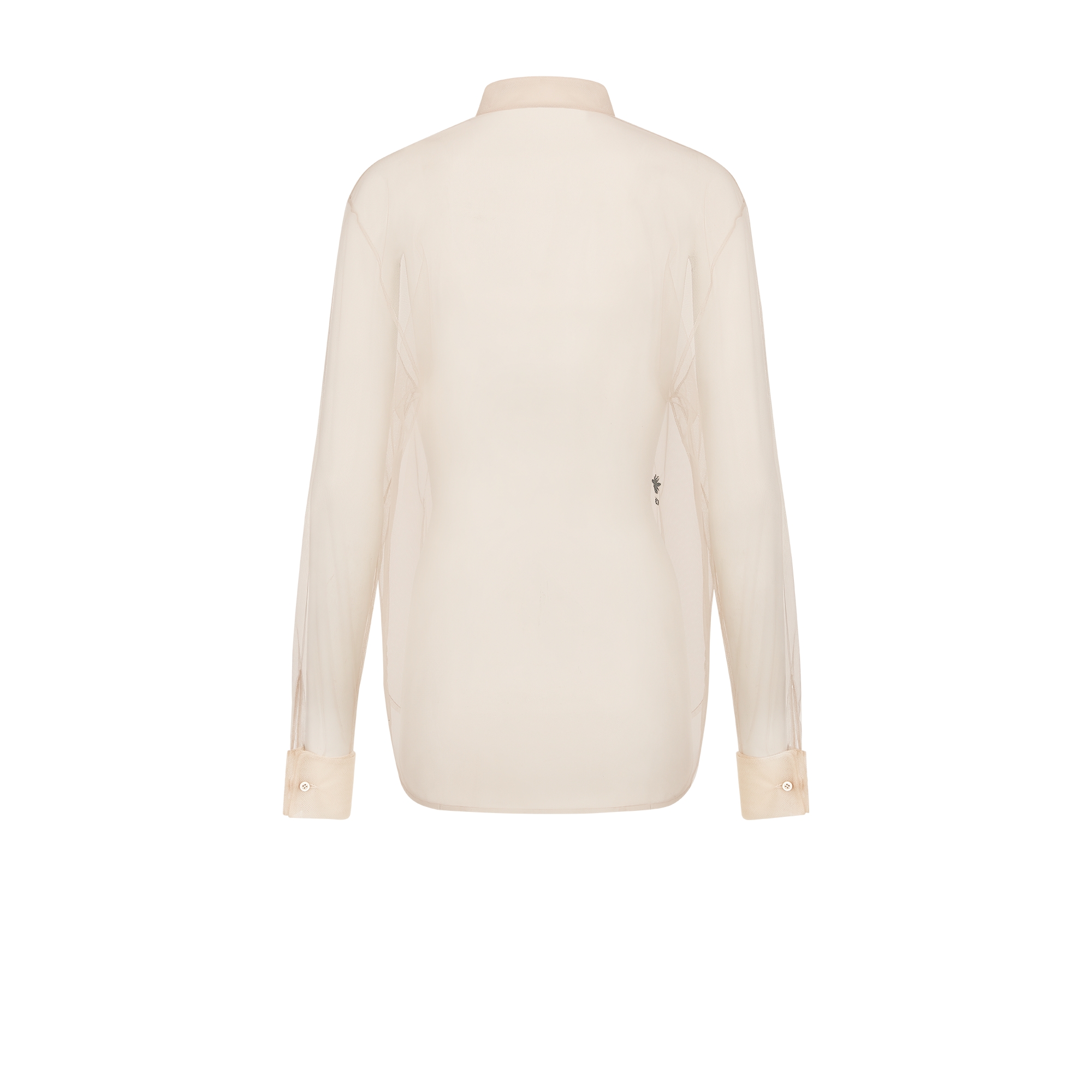 Blouse met ruches langs de hals Beige tule E08