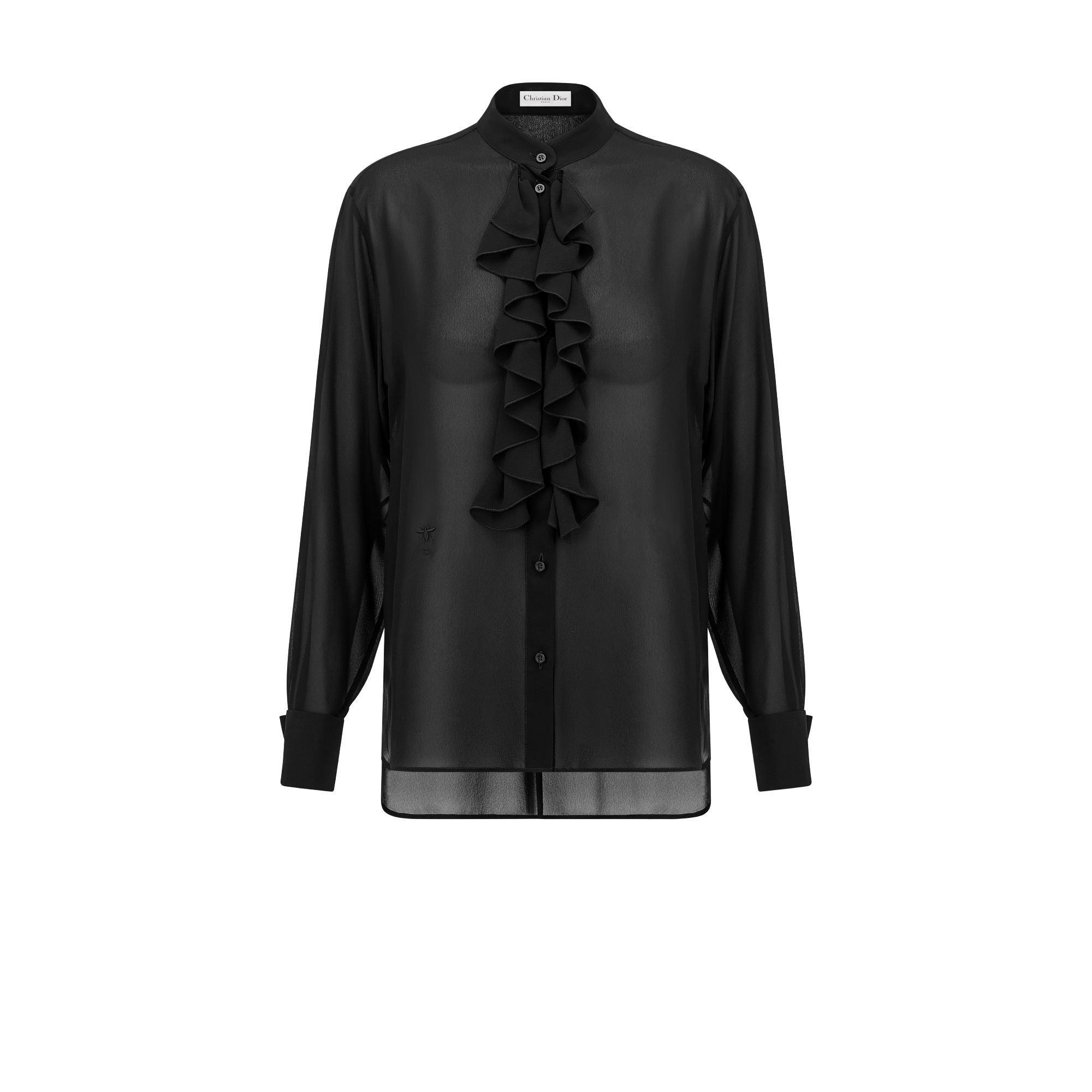 Blouse with Ruffled Neckline