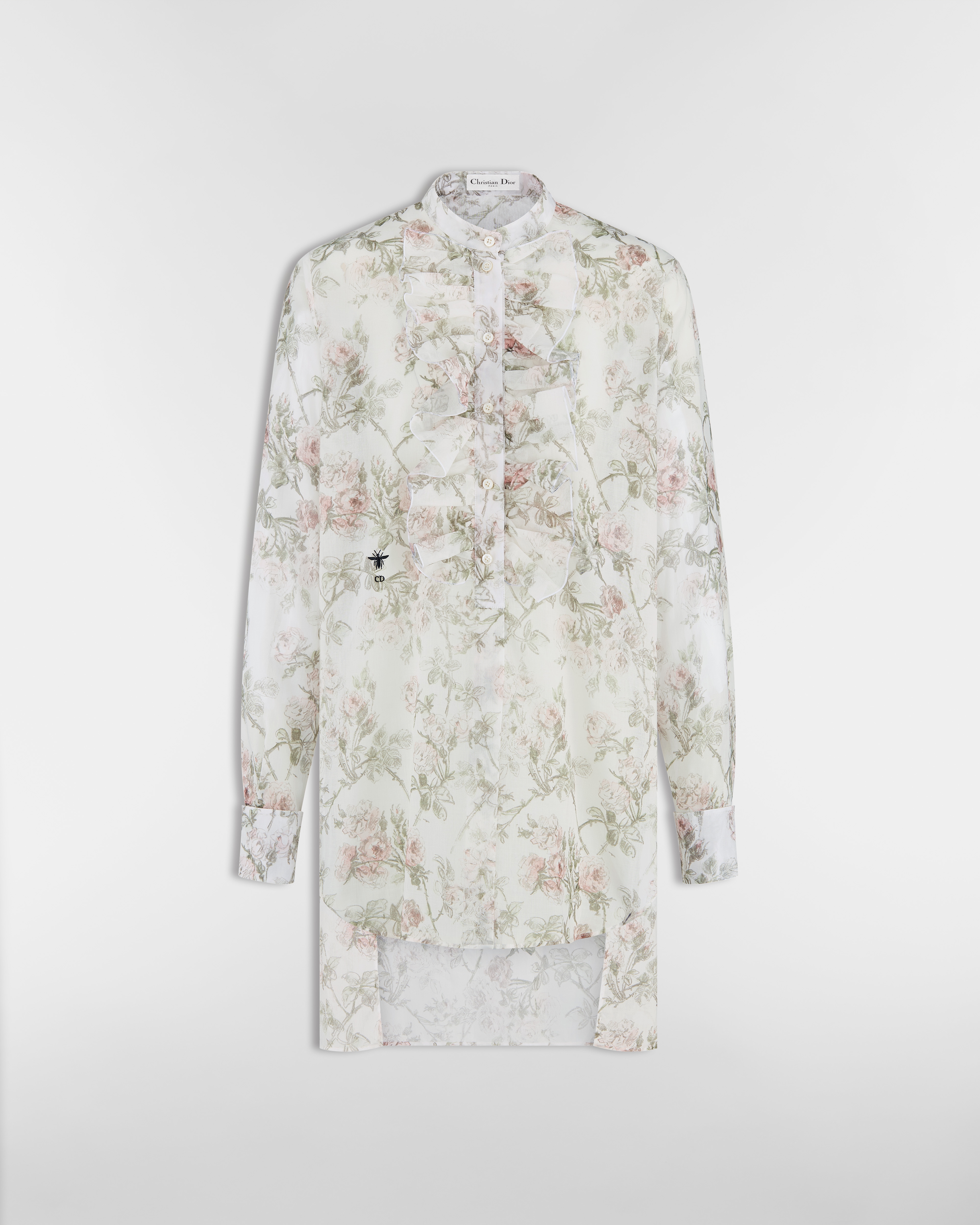 Blusa Muselina de algodón blanca con motivo Rosier de Dior multicolor E01