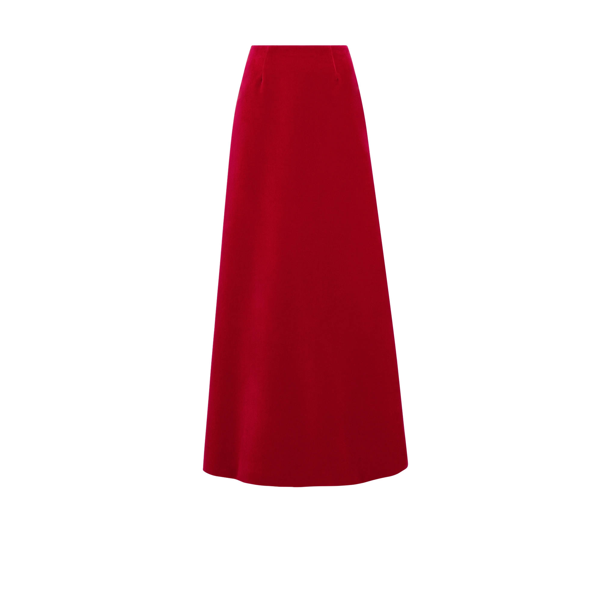 Ausgestellter, langer Rock Baumwollsamt in Rot E01