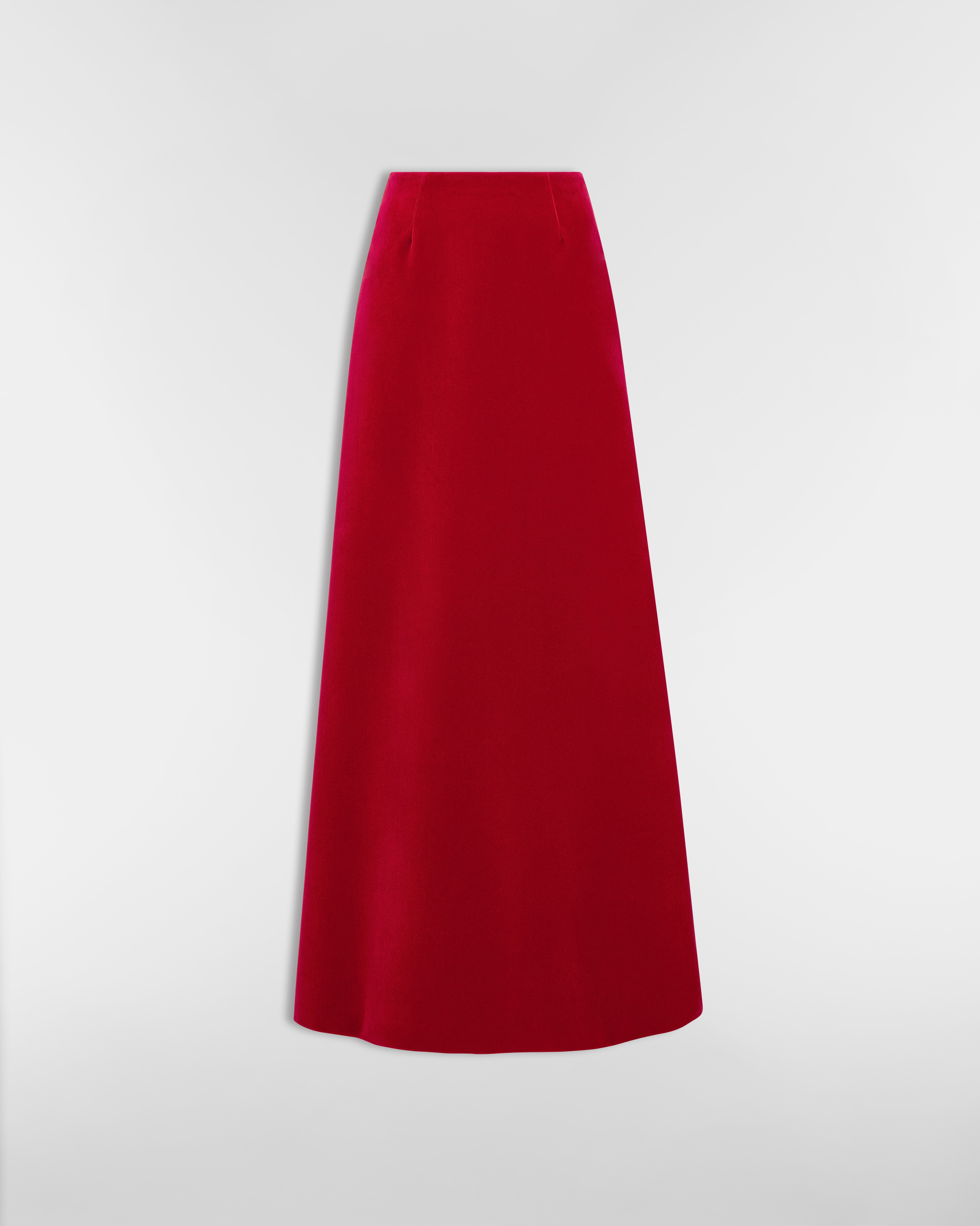 Jupe longue évasée Velours de coton rouge E01