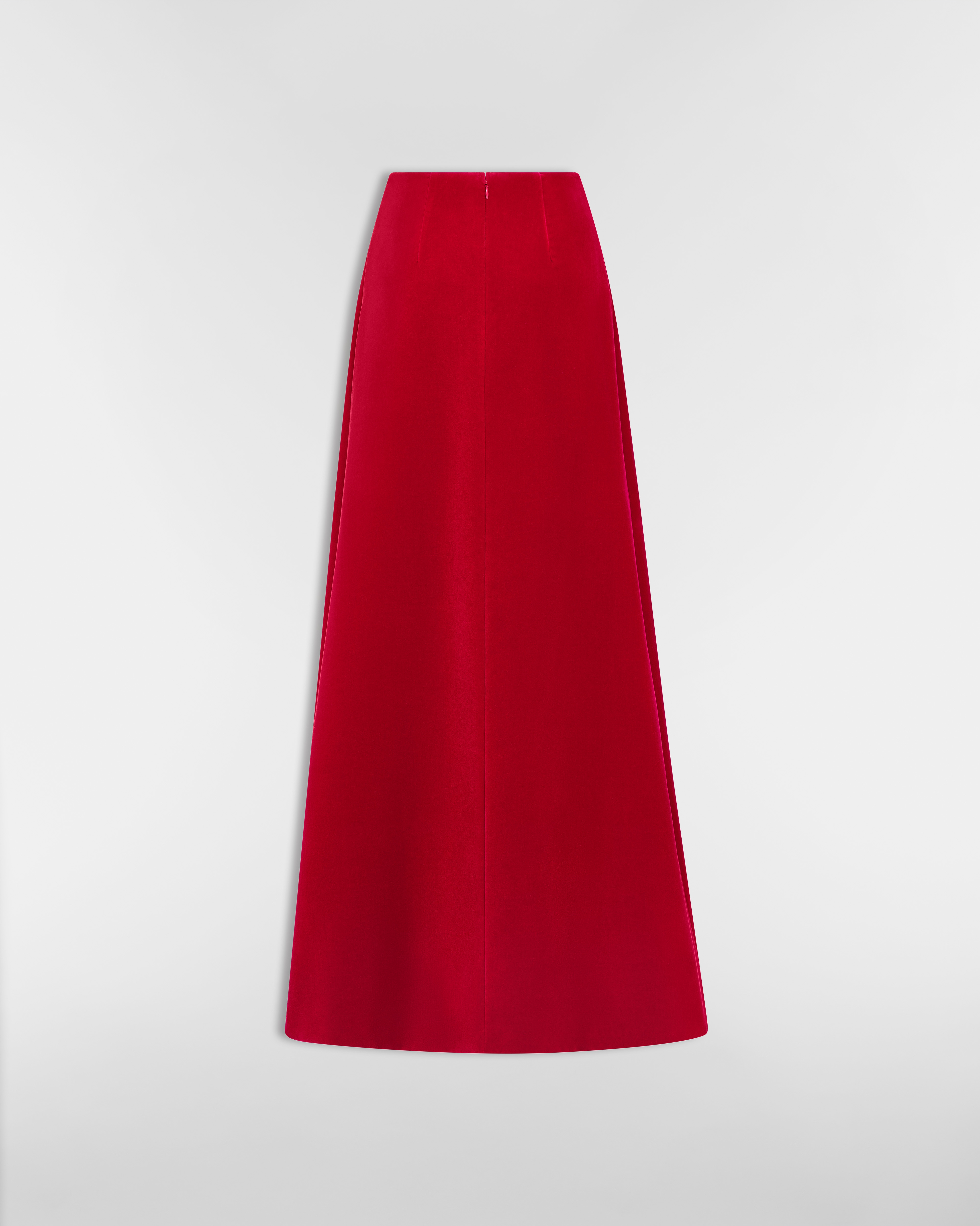 Jupe longue évasée Velours de coton rouge E08