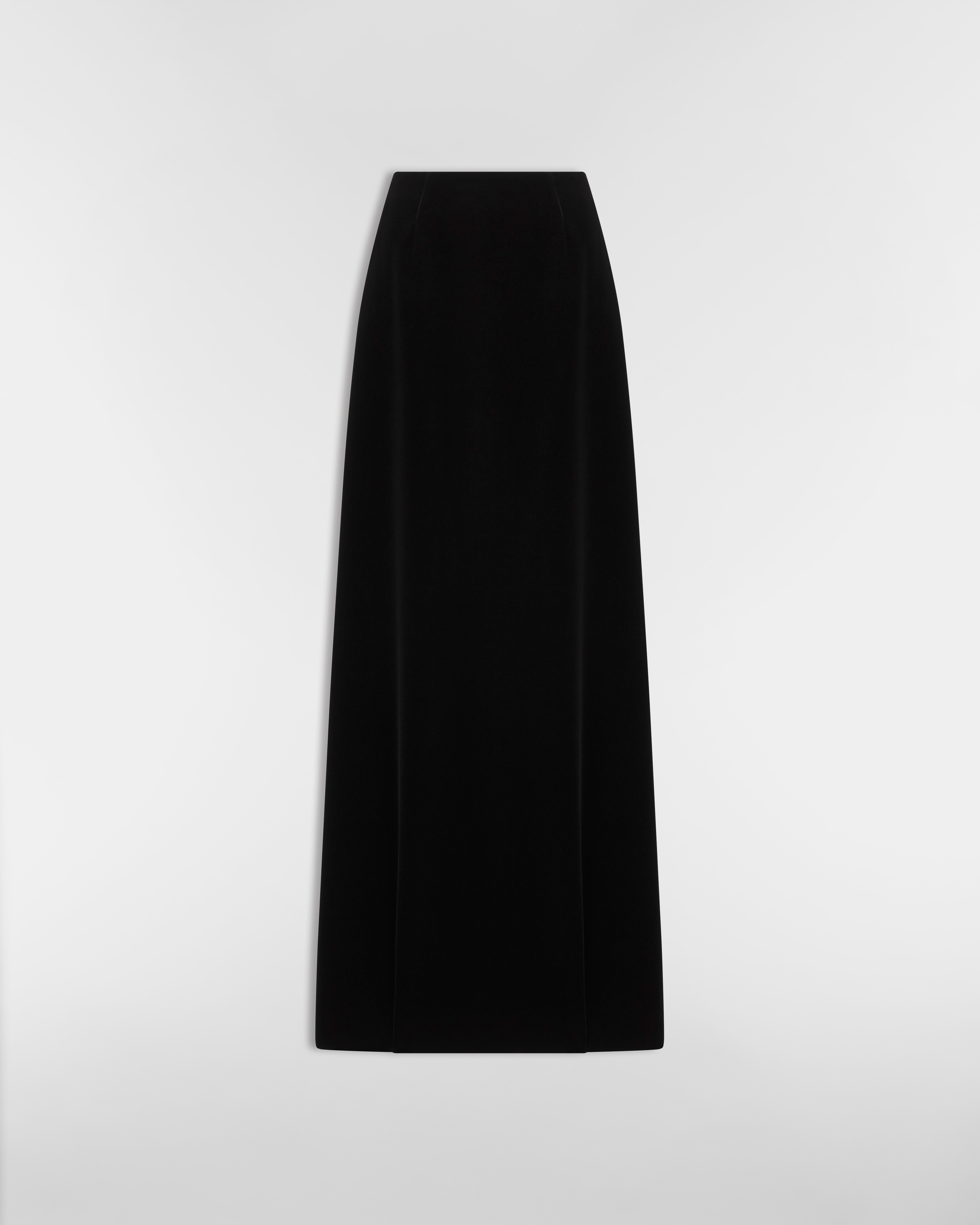 Jupe longue évasée Velours de coton noir E01