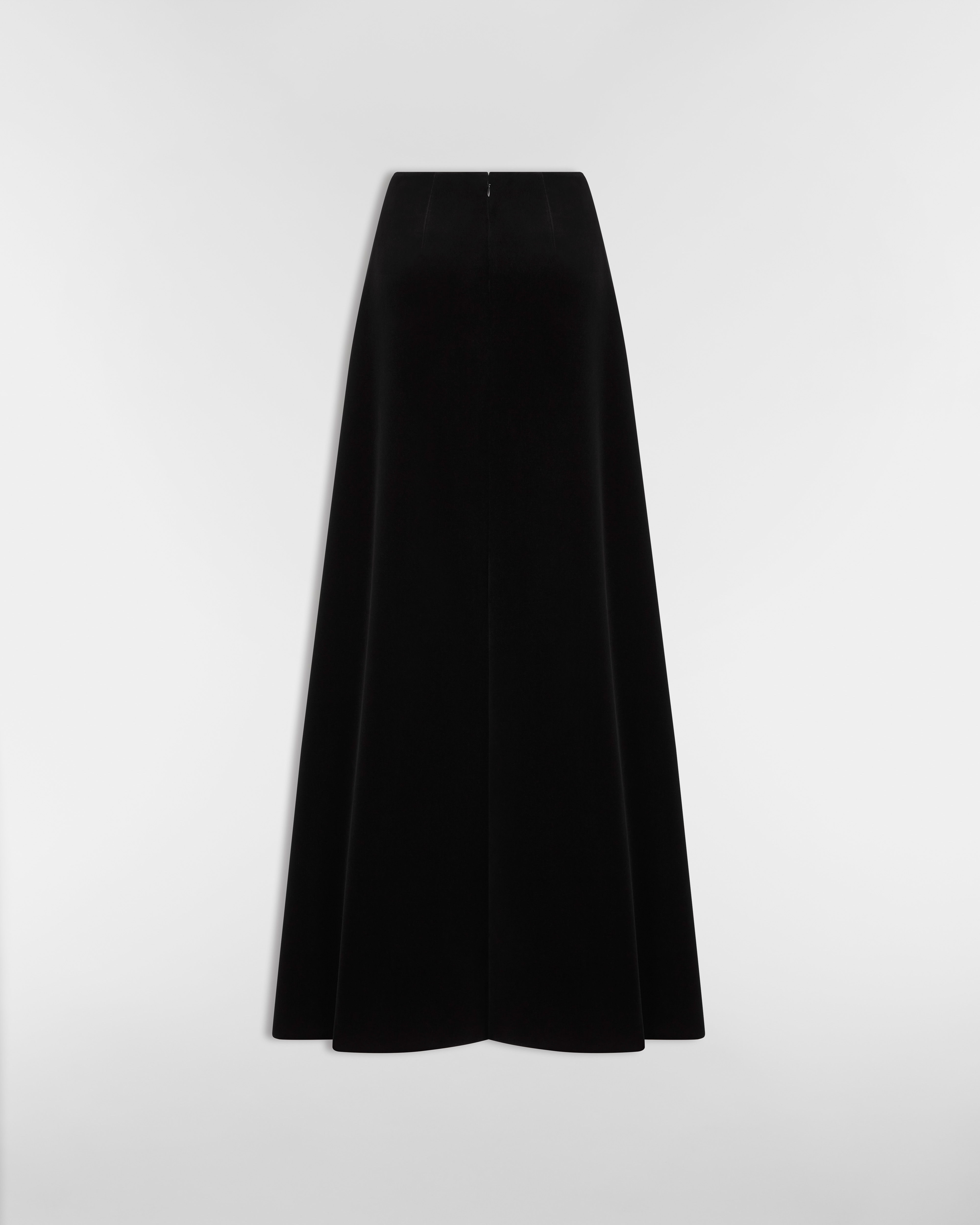 Jupe longue évasée Velours de coton noir E08