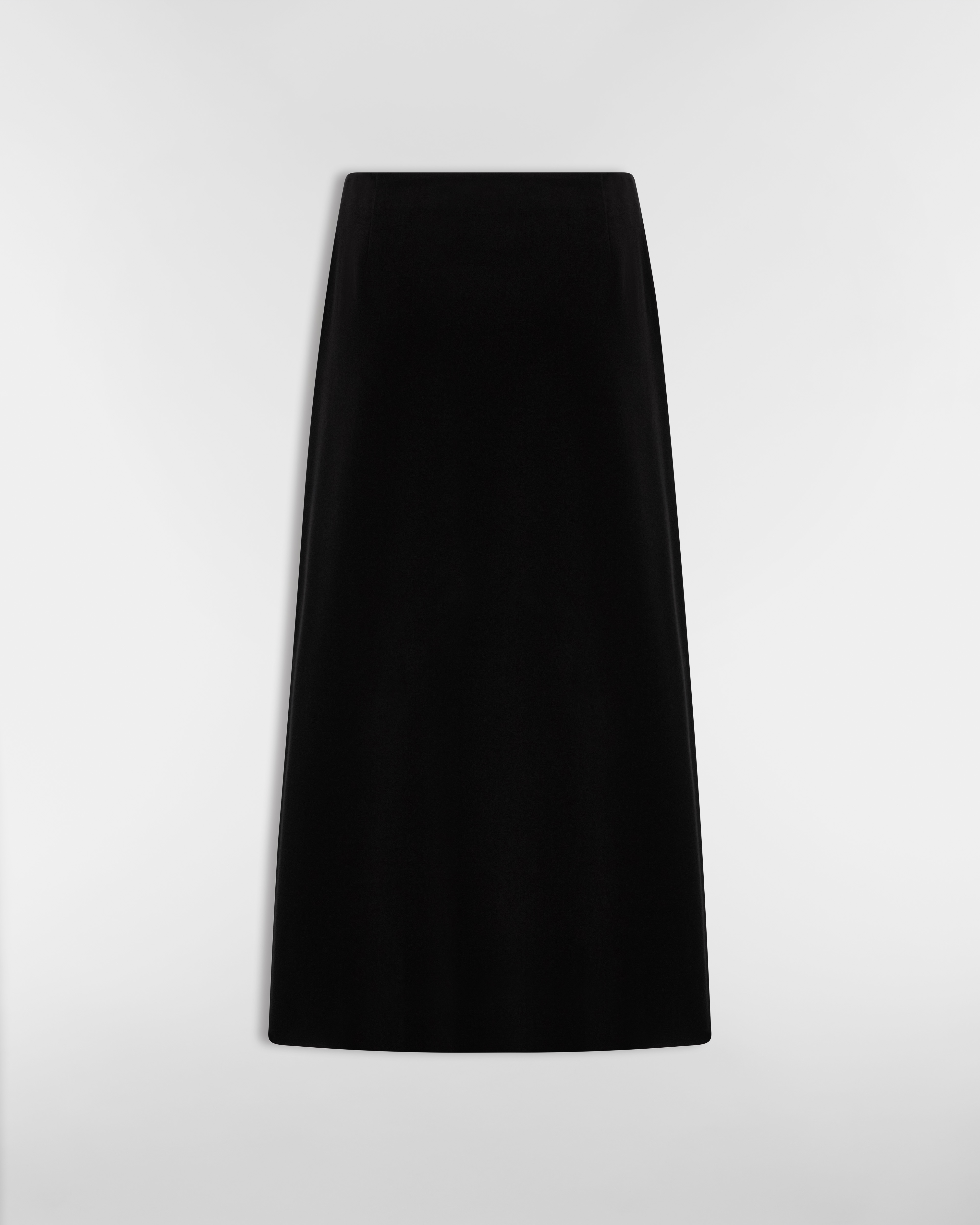 Mid-Length Straight Skirt Black Cotton Velvet E08