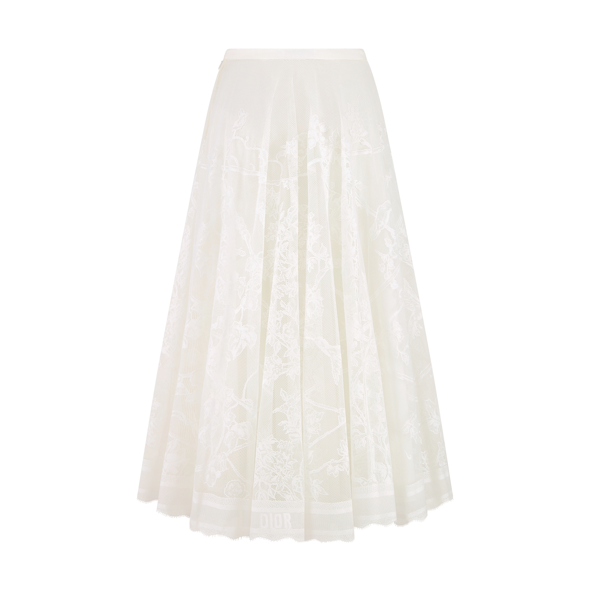 Mid-Length Flared Skirt Ecru Jardin D-Étoile Cotton-Blend Lace E08