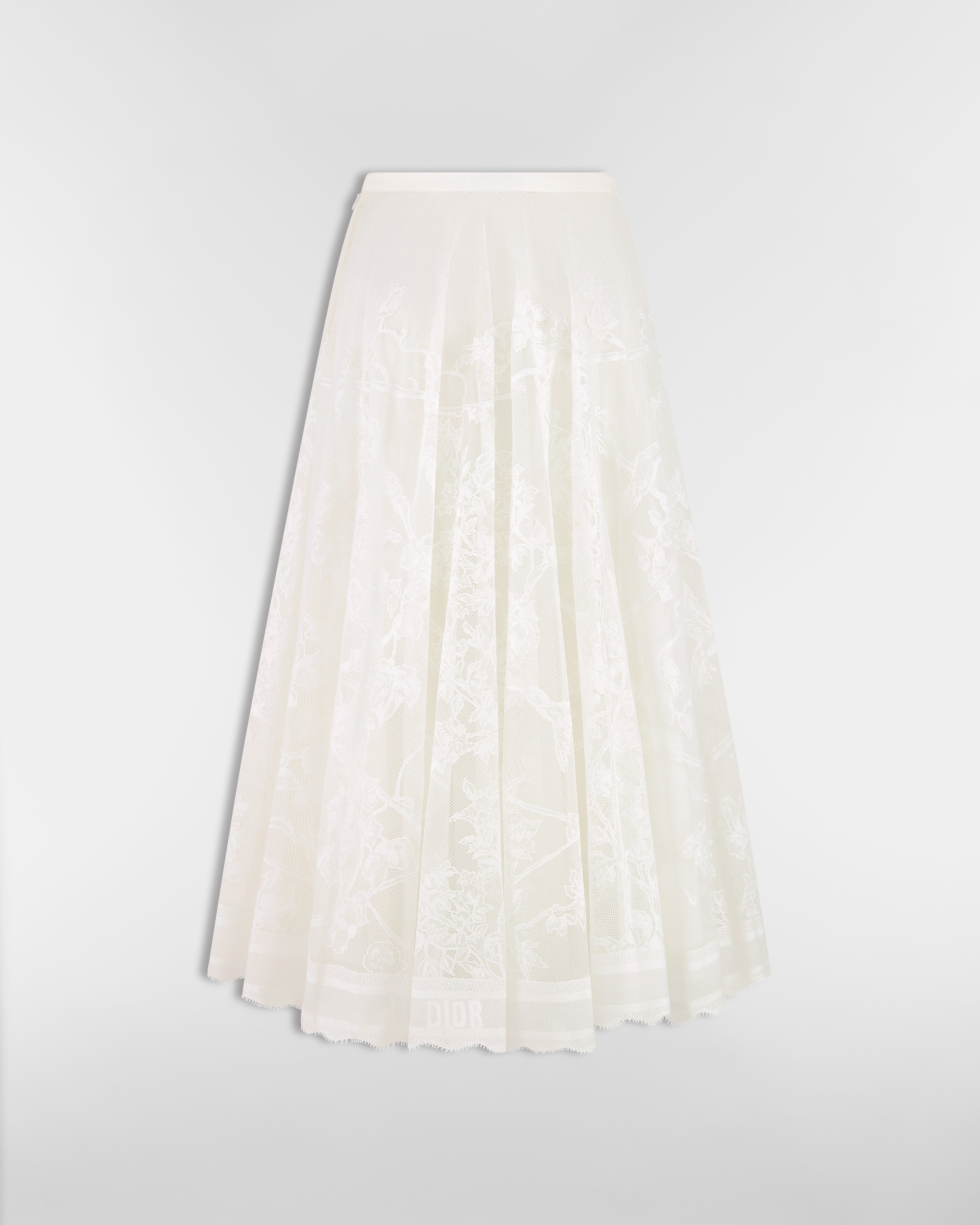 Falda acampanada de largo medio Encaje de mezcla de algodón Jardin D-Étoile color crudo E08