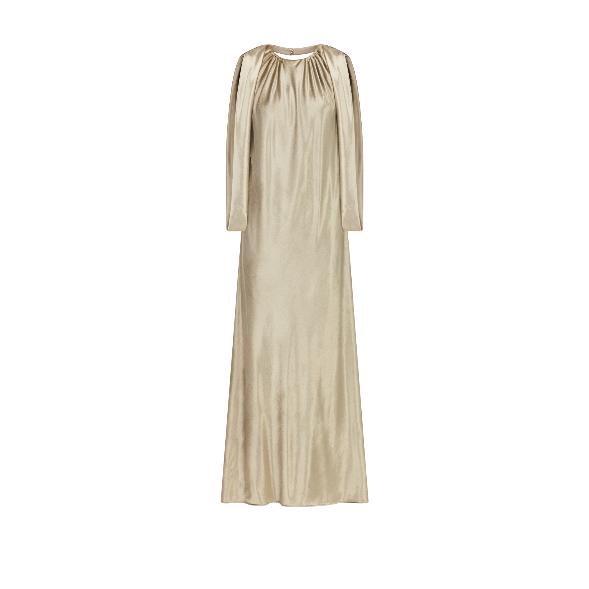 Long Dress Beige Silk-Blend Velvet E01