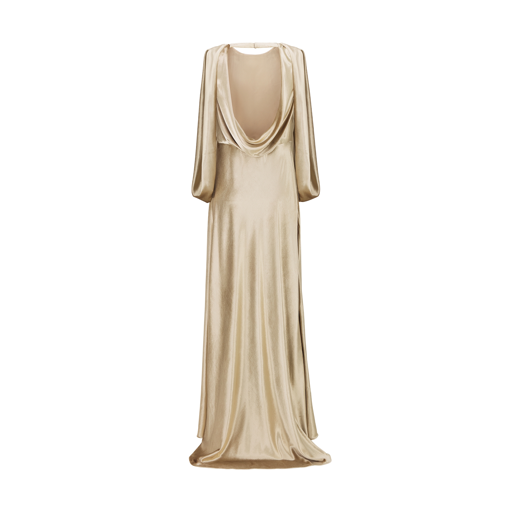 Long Dress Beige Silk-Blend Velvet E08