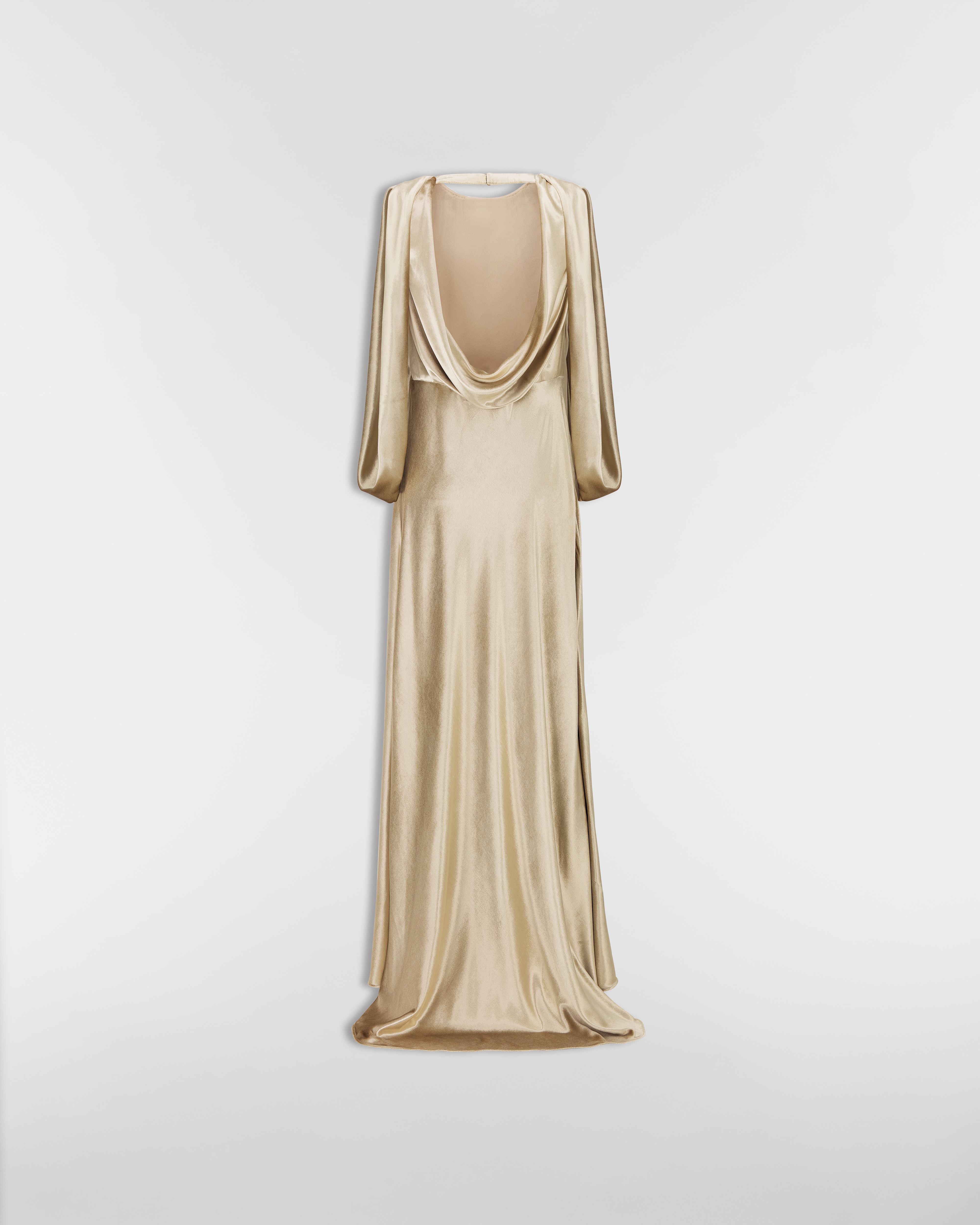 Robe longue Velours de soie mélangée beige E08