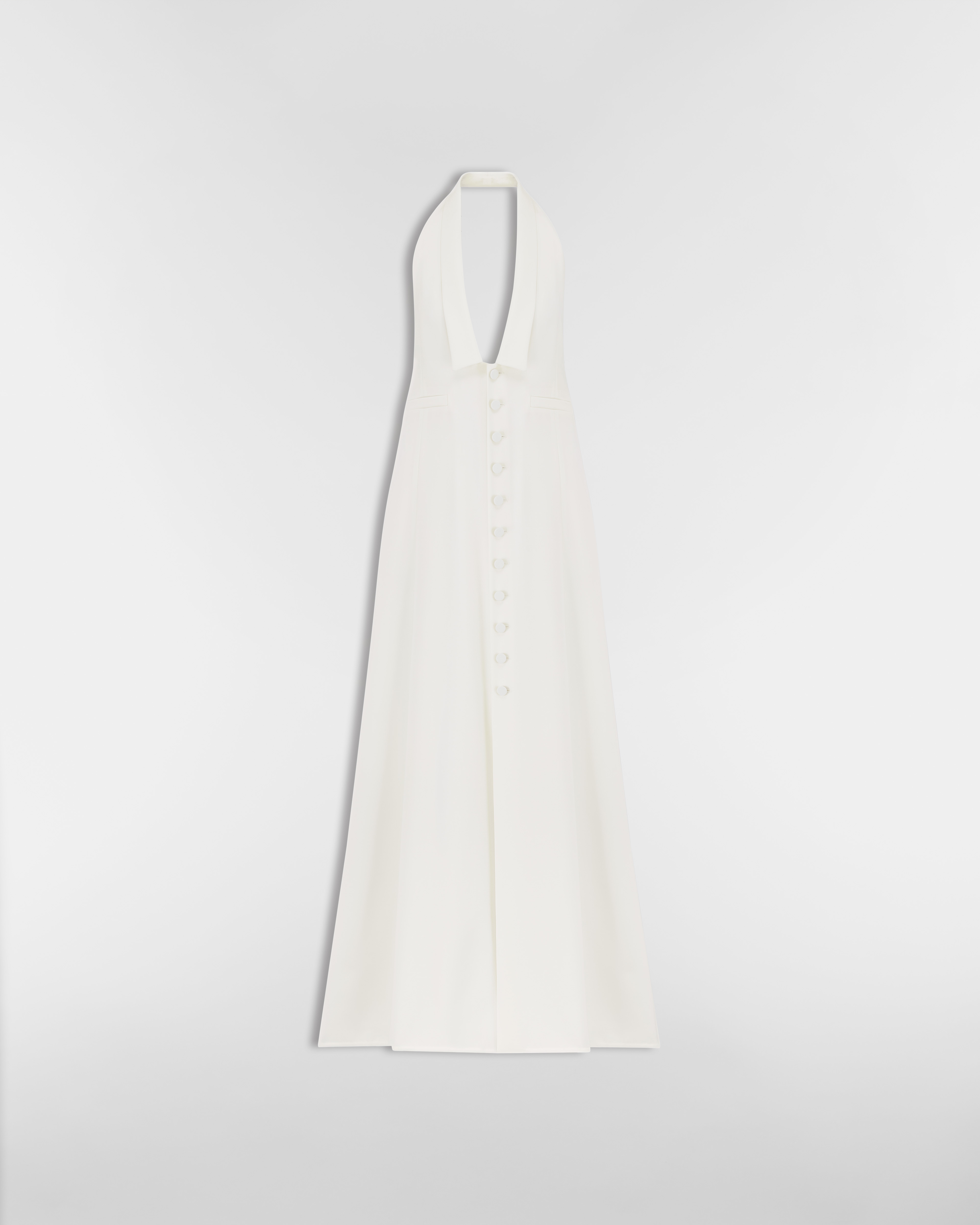 Langes Kleid Schurwolle in Ecru E01