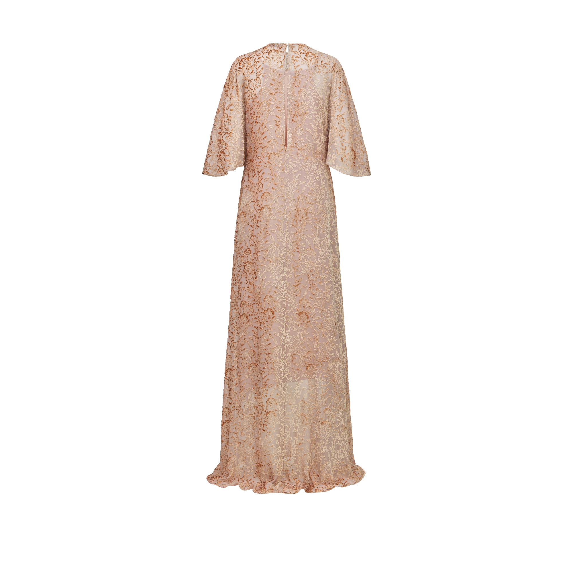 Langes Kleid Dévoré-Samt aus Seidenmischung in Rosa mit Millefiori Motiv E08