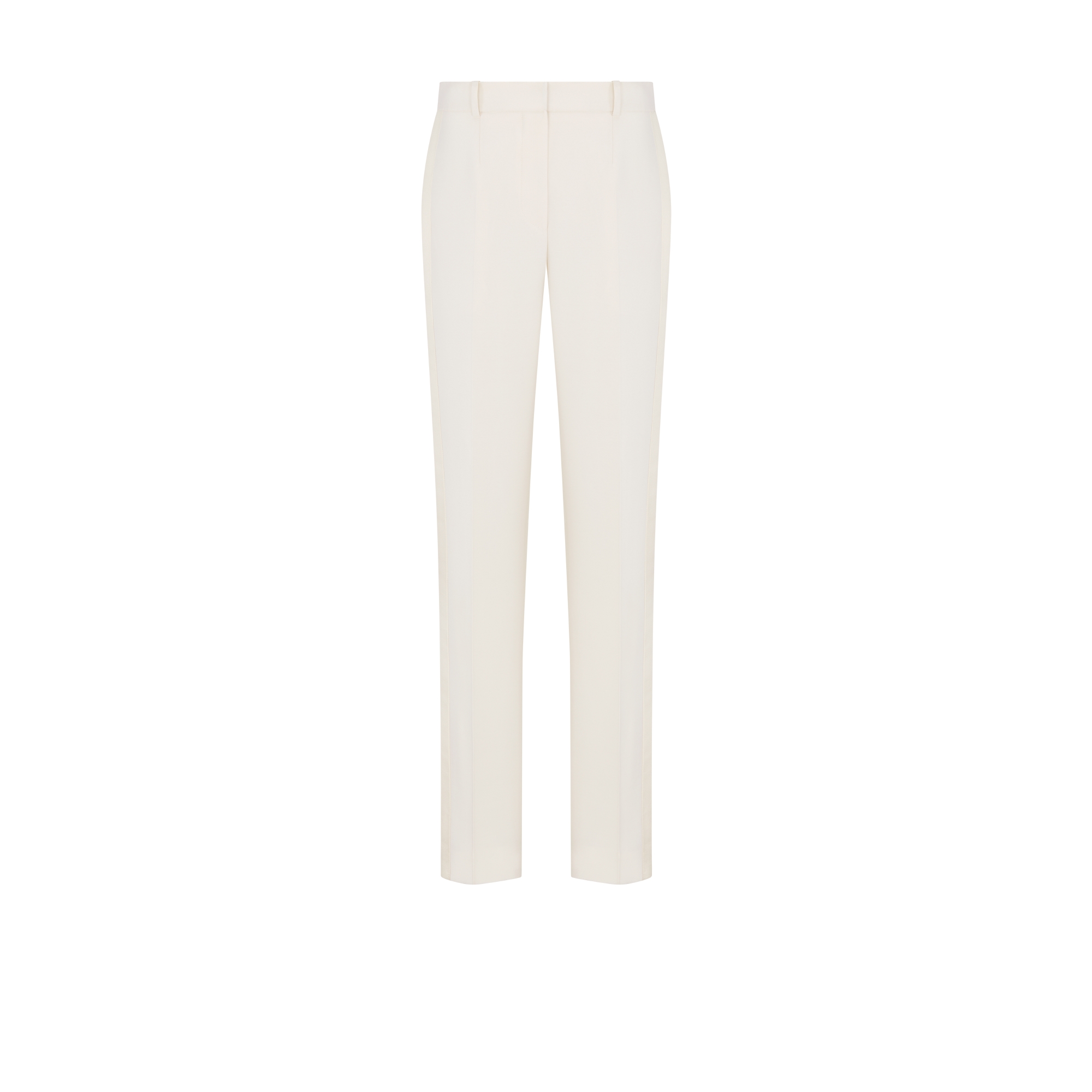 Fitted Pants White Wool and Silk Shantung E01