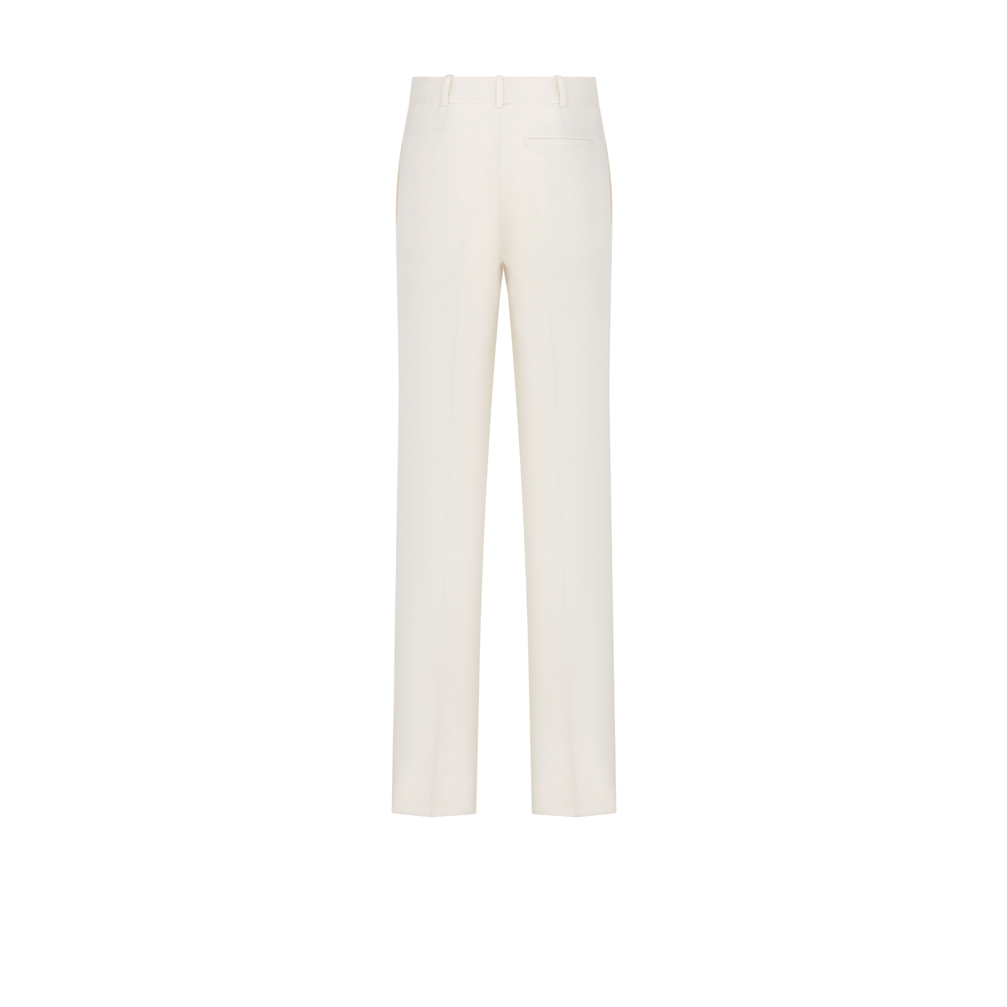 Fitted Pants White Wool and Silk Shantung E08