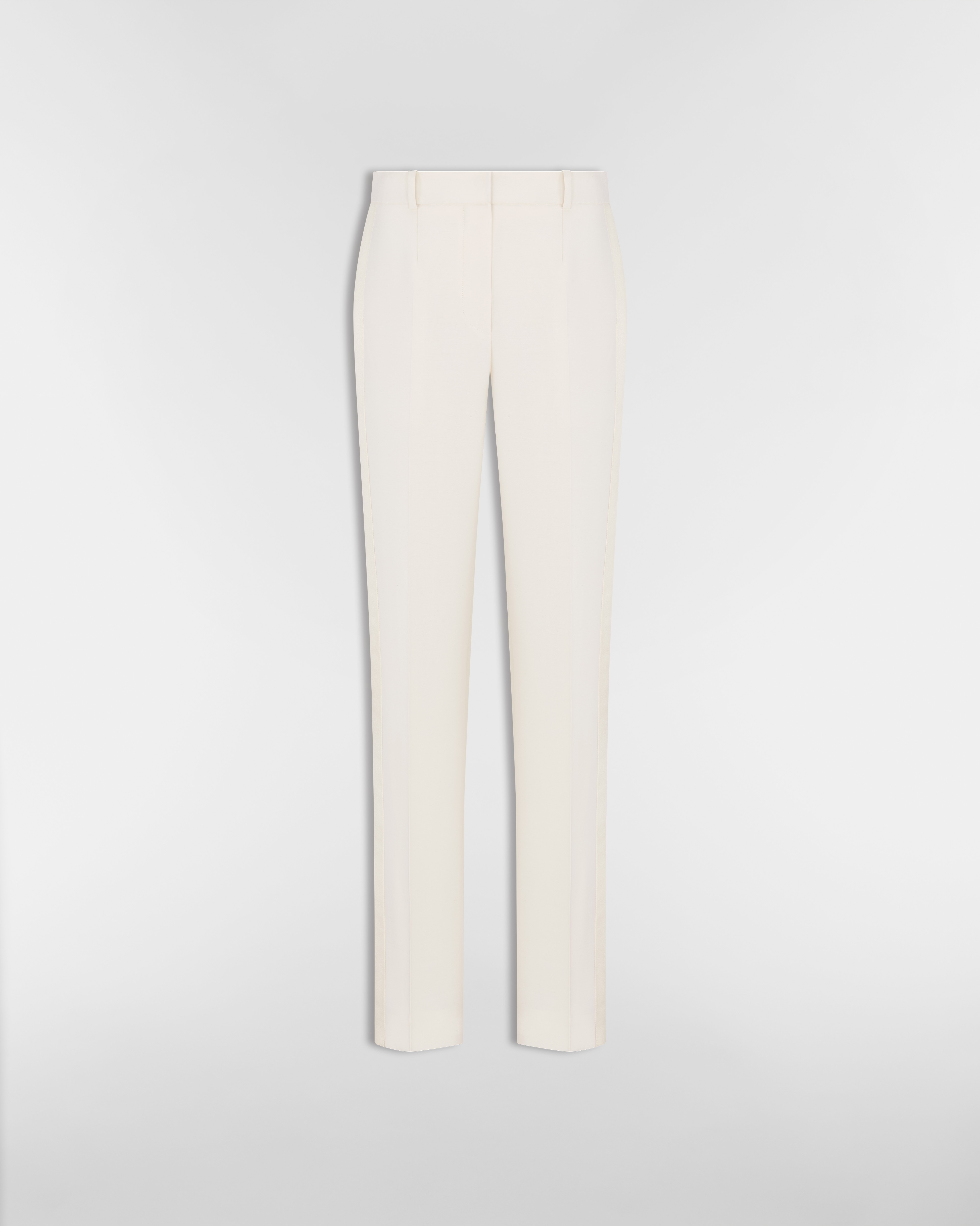 Fitted Pants White Wool and Silk Shantung E01