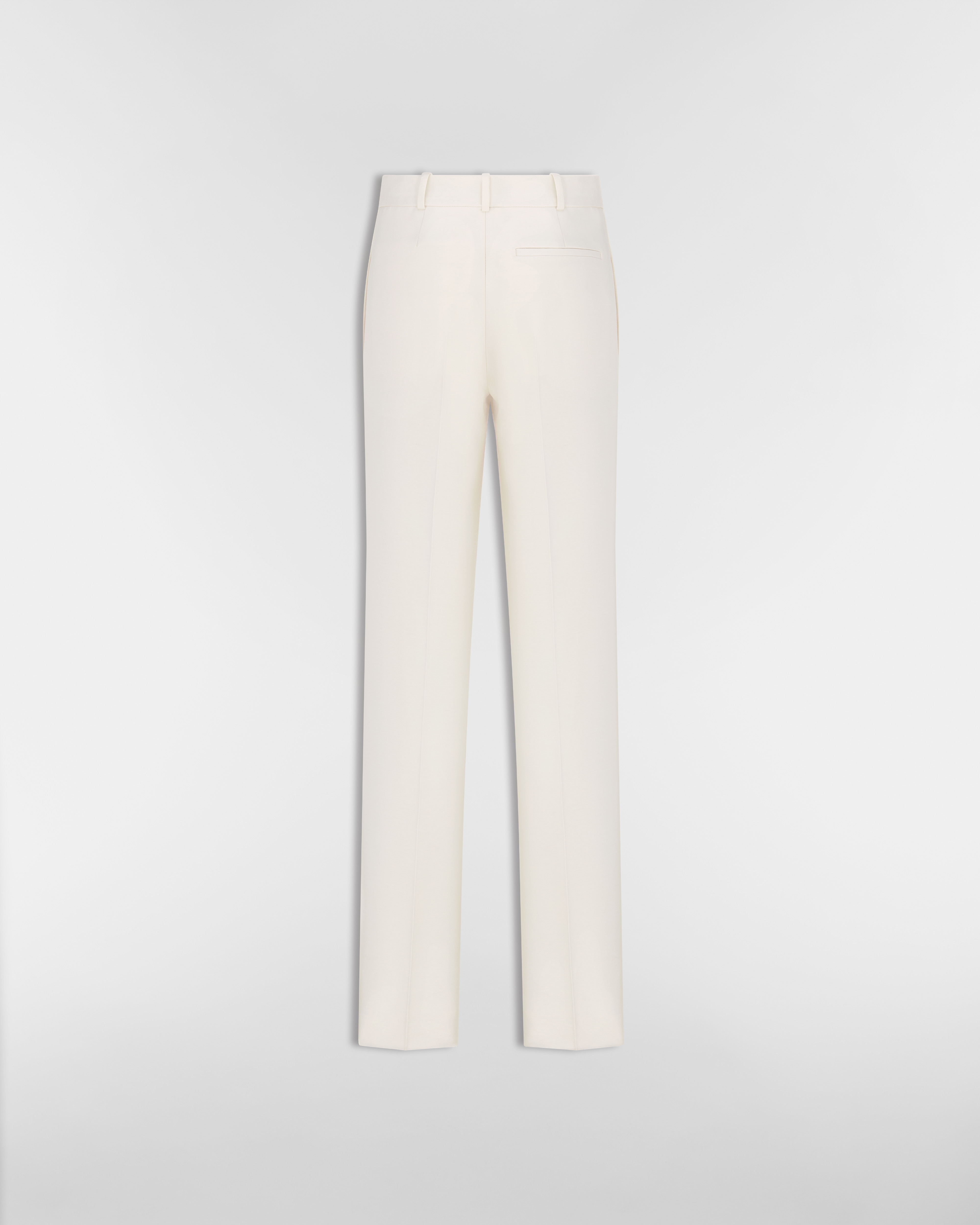 Fitted Pants White Wool and Silk Shantung E08